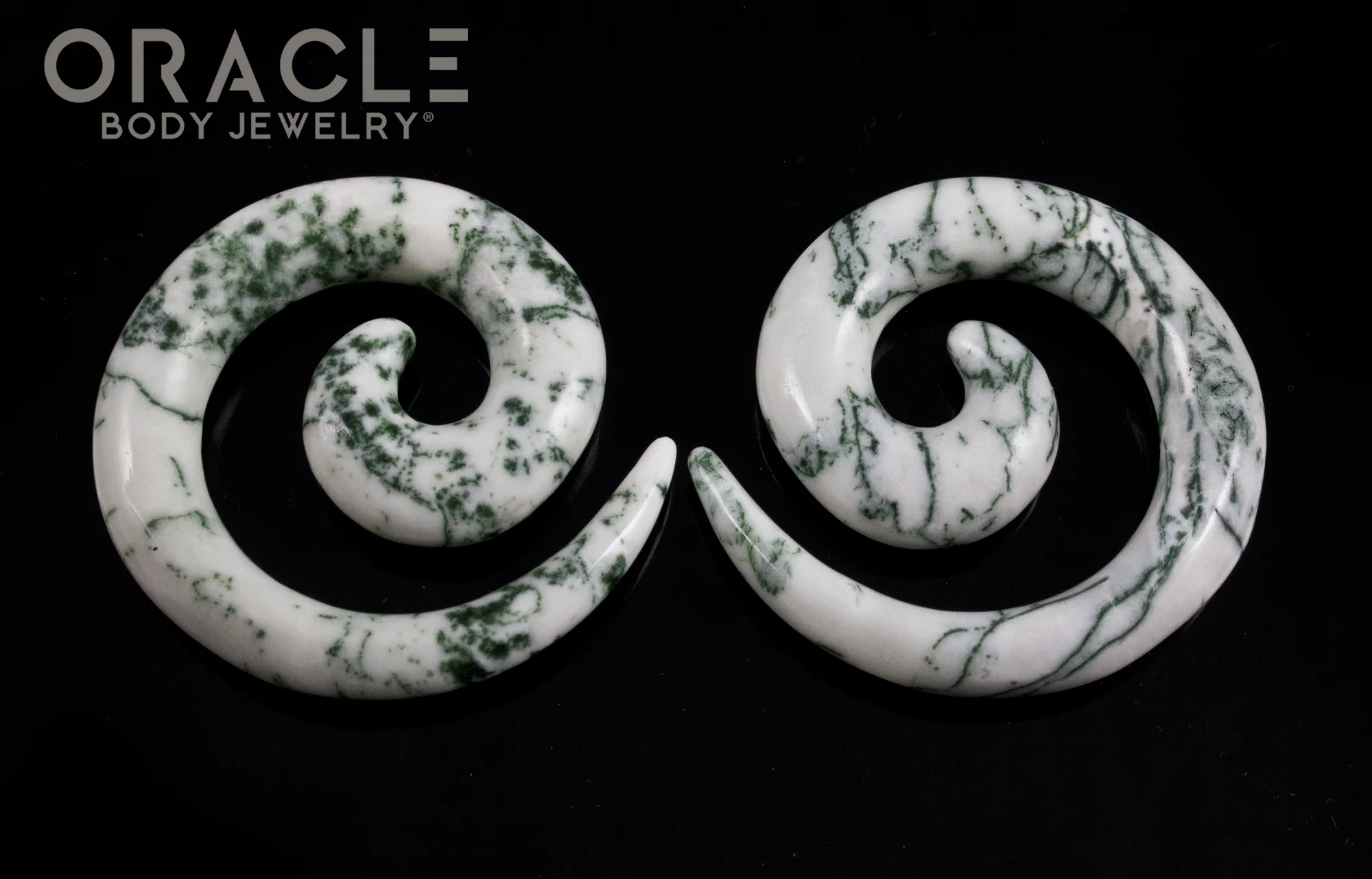 00g Green Tree Agate Spirals