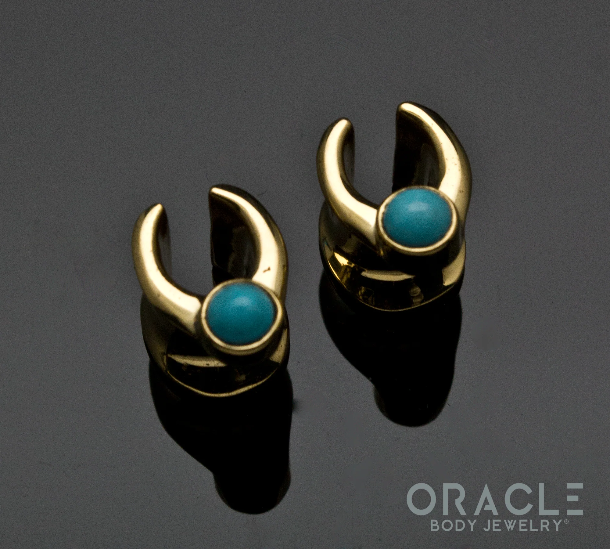 0g (8mm) Brass Saddles with Natural Turquoise - Image 2
