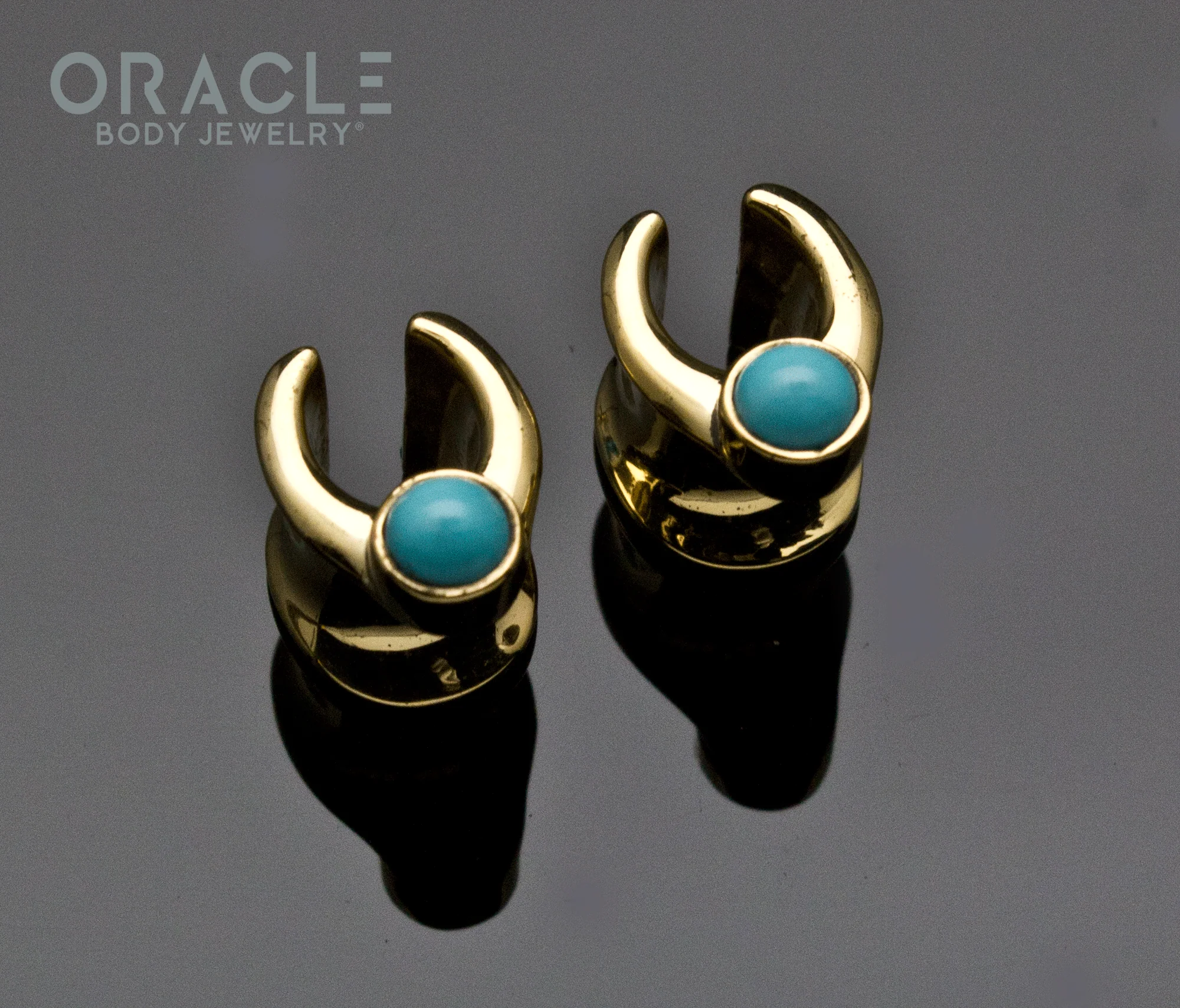 0g (8mm) Brass Saddles with Natural Turquoise - Image 2