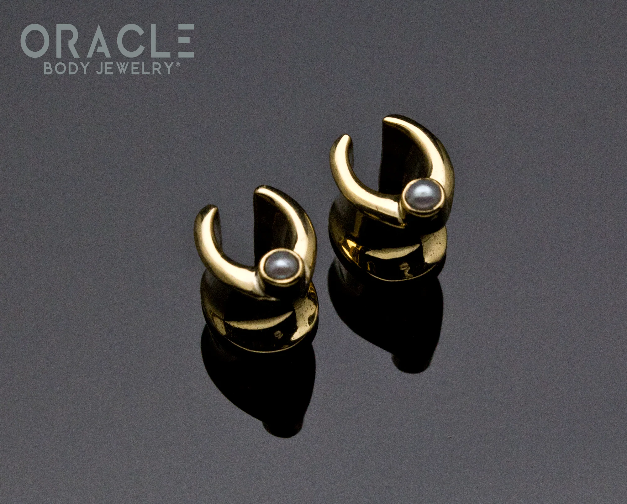 0g (8mm) Brass Saddles with Pearls - Image 2
