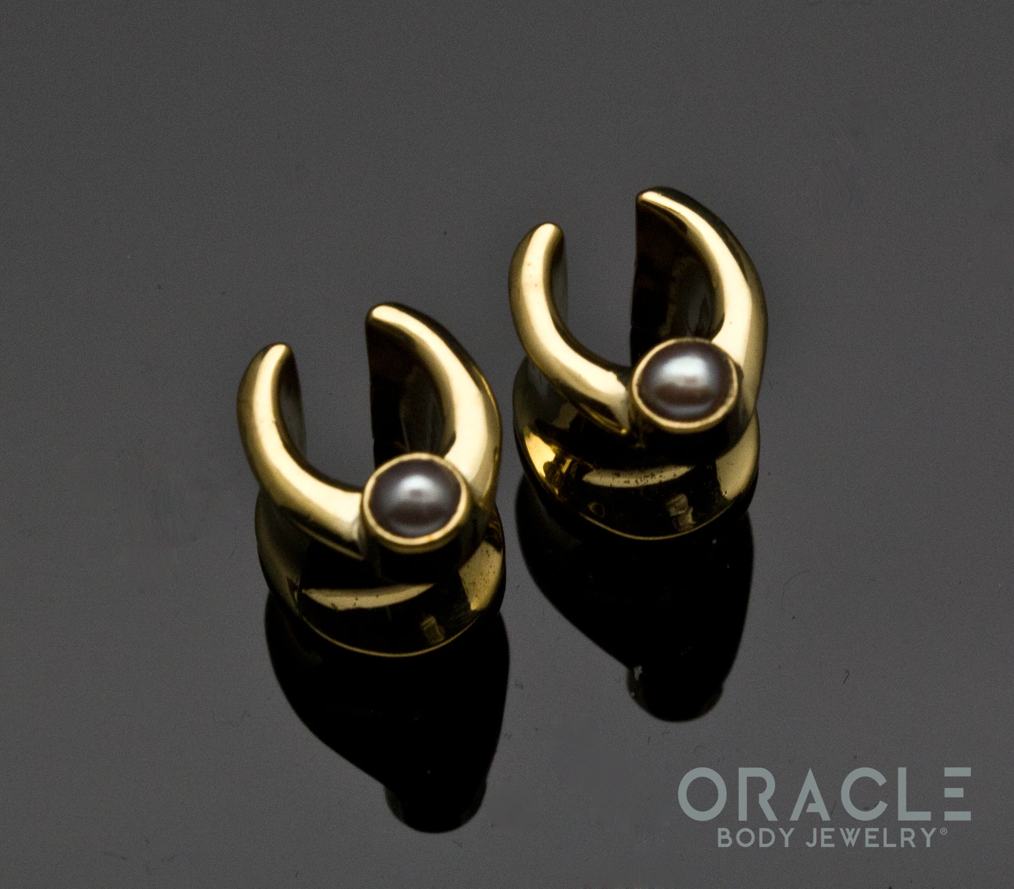 0g (8mm) Brass Saddles with Pearls - Image 2
