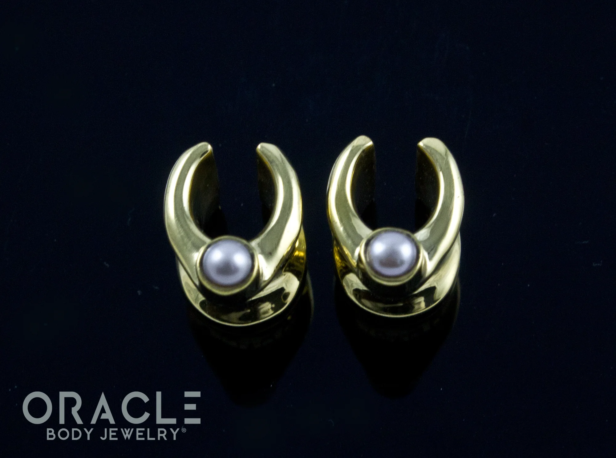 0g (8mm) Brass Saddles with Pearls