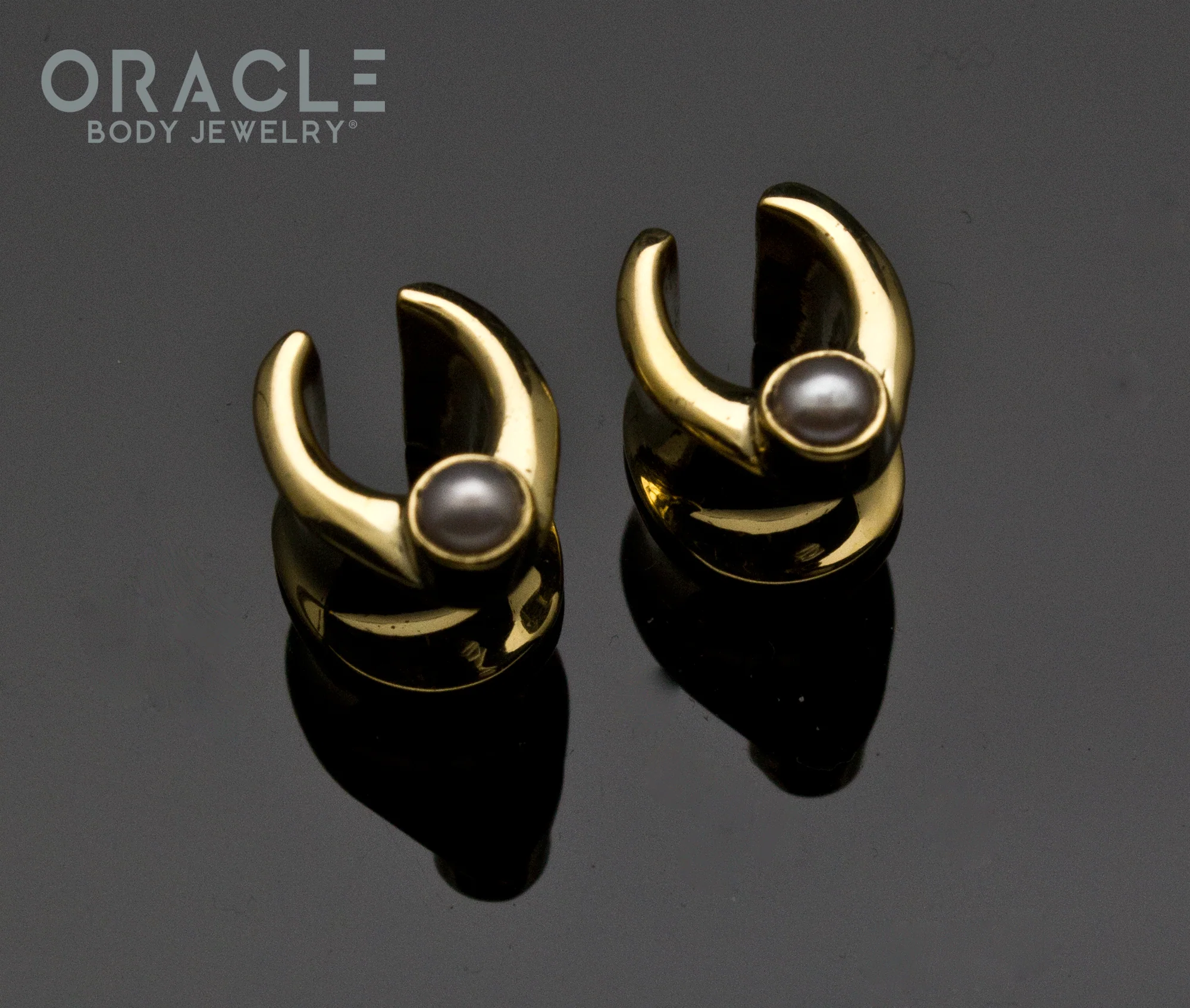 0g (8mm) Brass Saddles with Pearls - Image 2