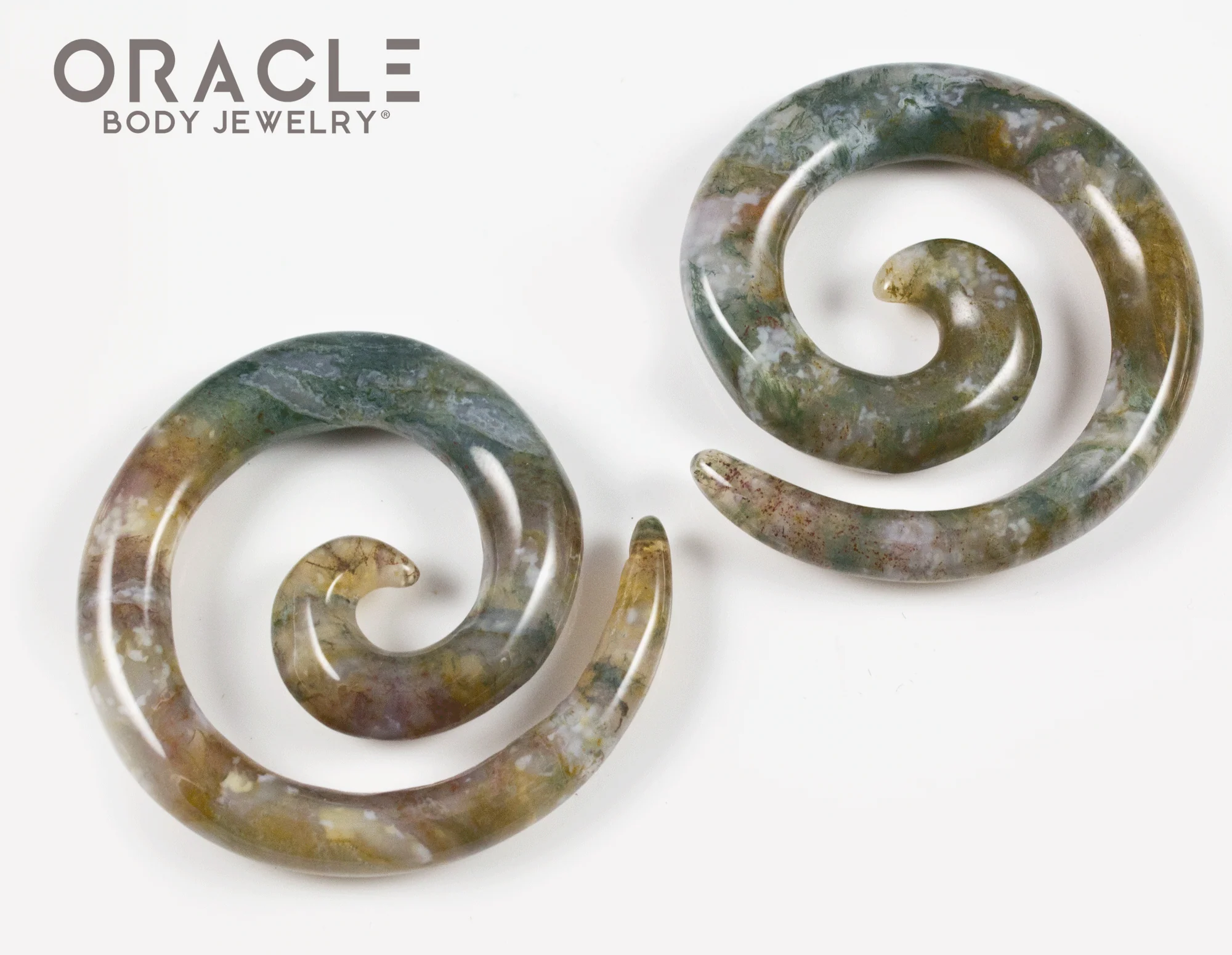 0g (8mm) Moss Agate Stone Spirals - Image 2