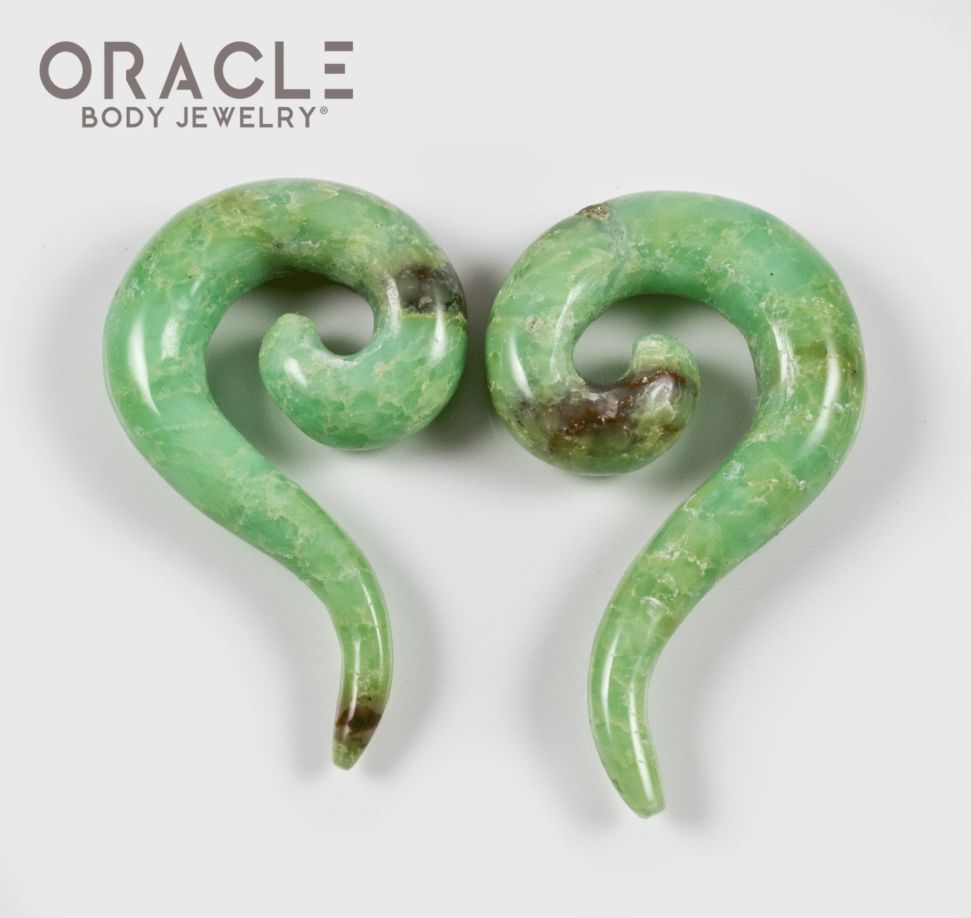 0g Chrysoprase Tail Spirals