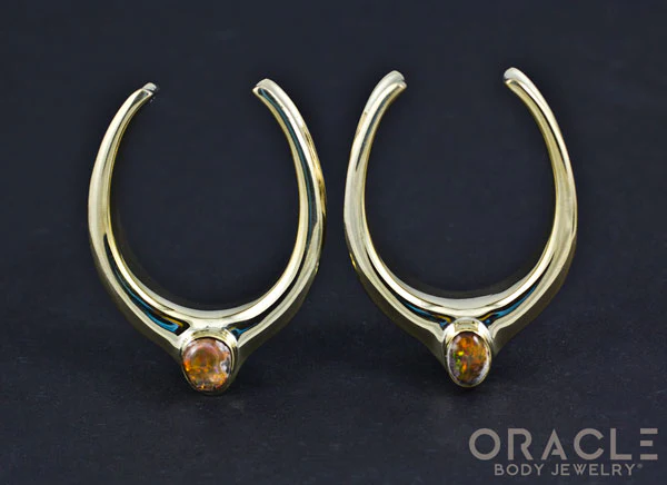 1-1/2" (38mm) Brass Saddles with Mexican Matrix Opal - Image 3