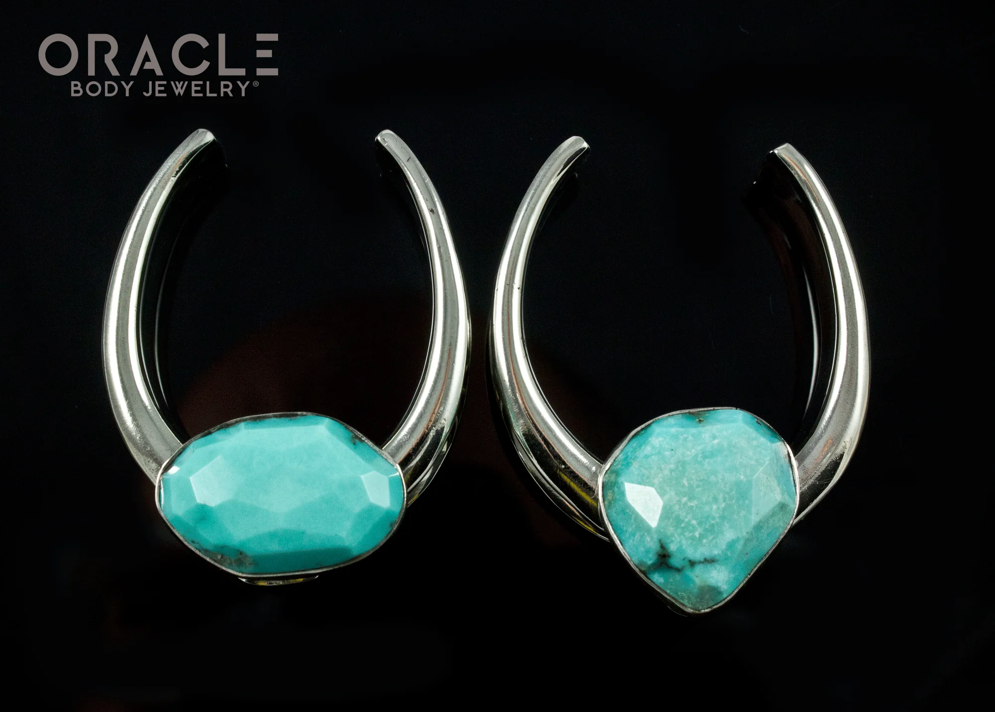 1-1/2" (38mm) White Brass Saddles with Natural Faceted Turquoise