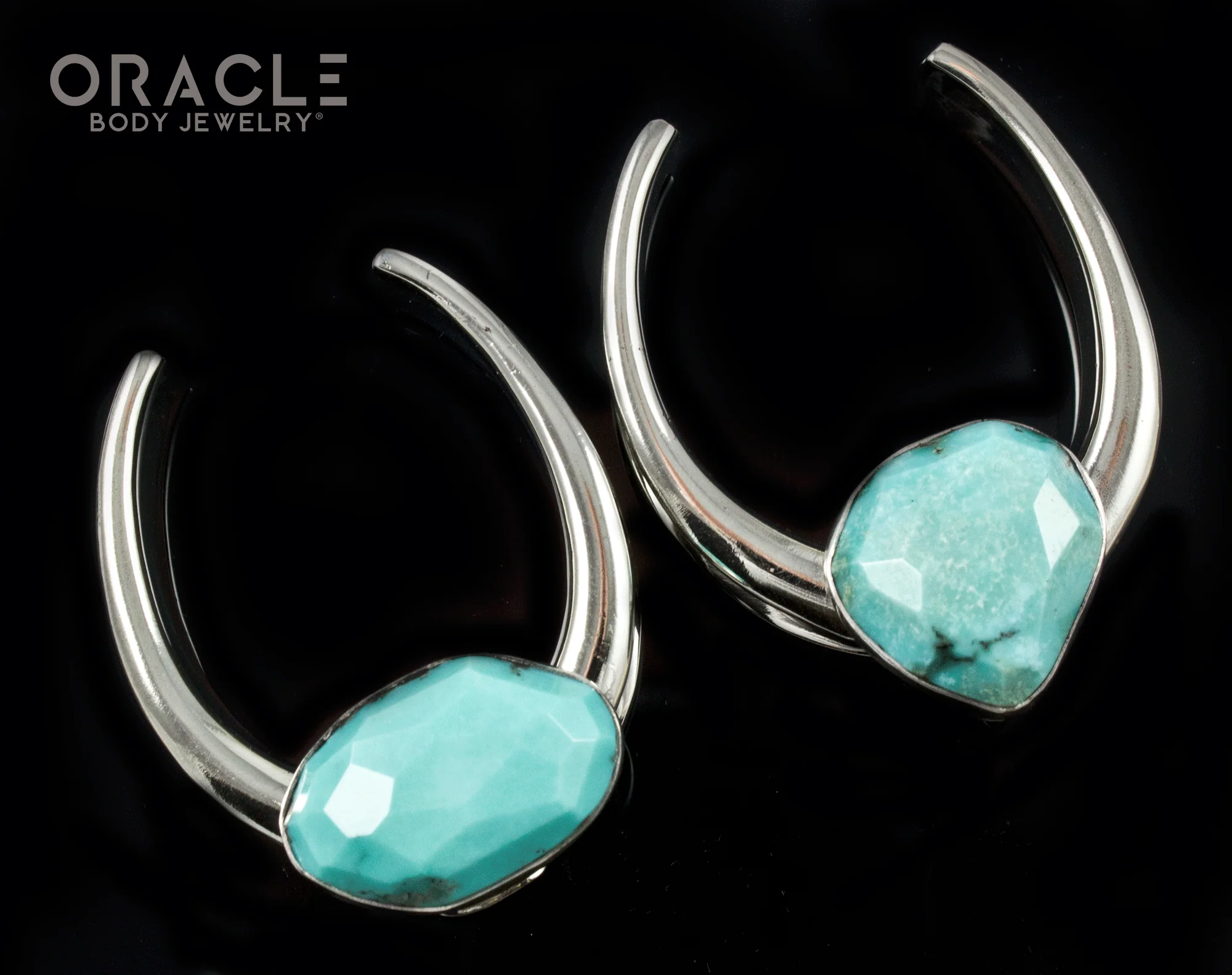 1-1/2" (38mm) White Brass Saddles with Natural Faceted Turquoise - Image 2