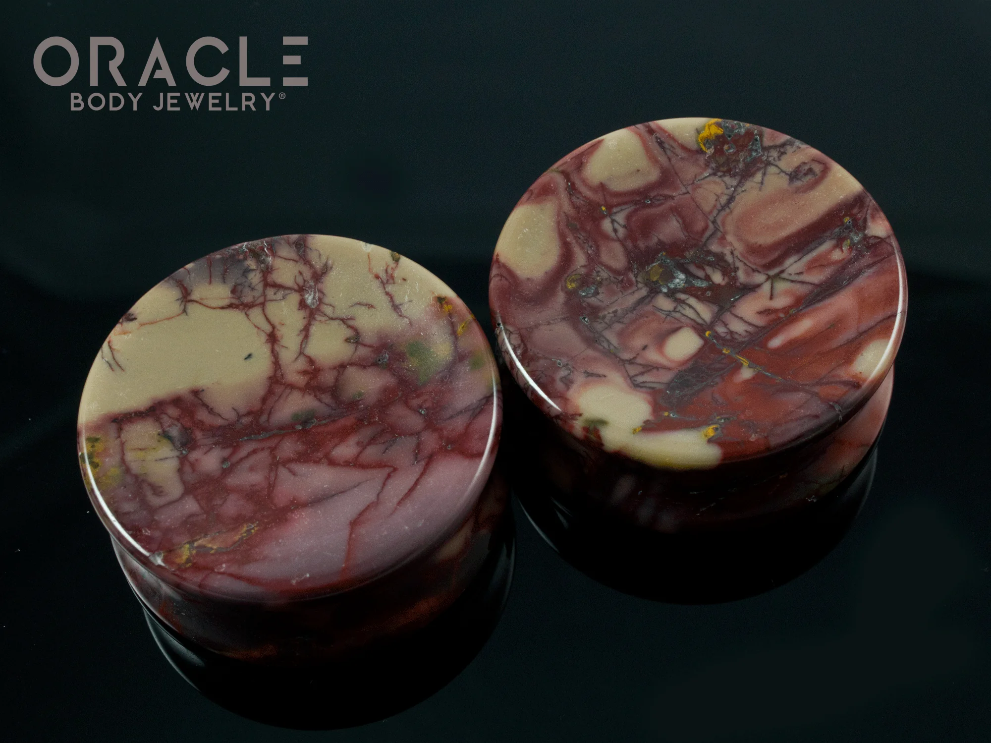 1-1/2" Mookaite Concave Plugs - Image 2
