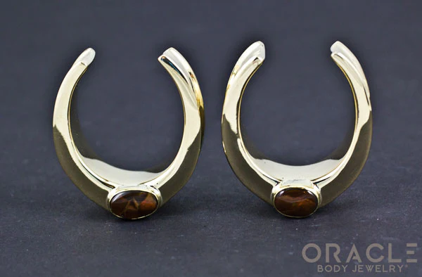 1-1/4" (32mm) Brass Saddles with Fire Agate - Image 3