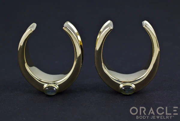 1-1/4" (32mm) Brass Saddles with Labradorite - Image 3