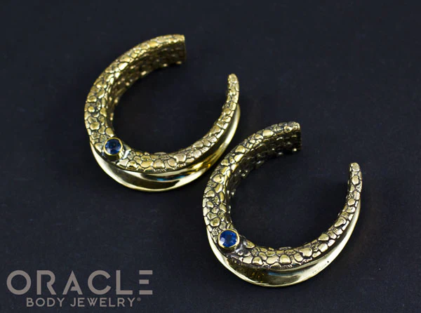 1-1/4" (32mm) Brass Saddles with Nugget Texture and London Blue Topaz - Image 2