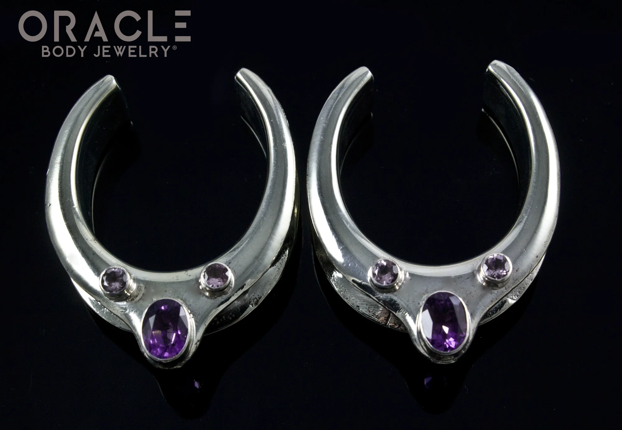 1-1/4" (32mm) White Brass Saddles with Amethyst