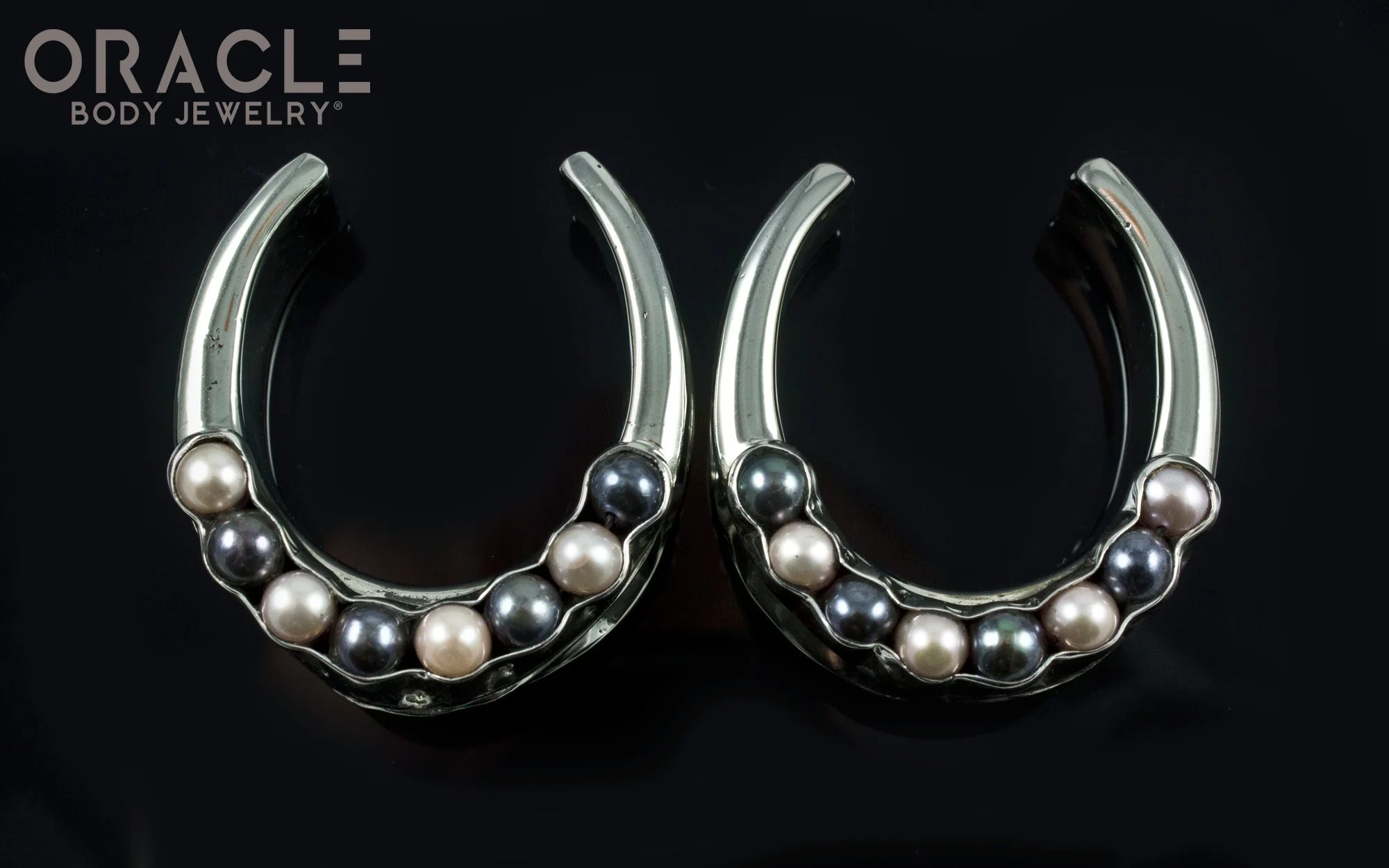1-1/4" (32mm) White Brass Saddles with Black and White Pearls