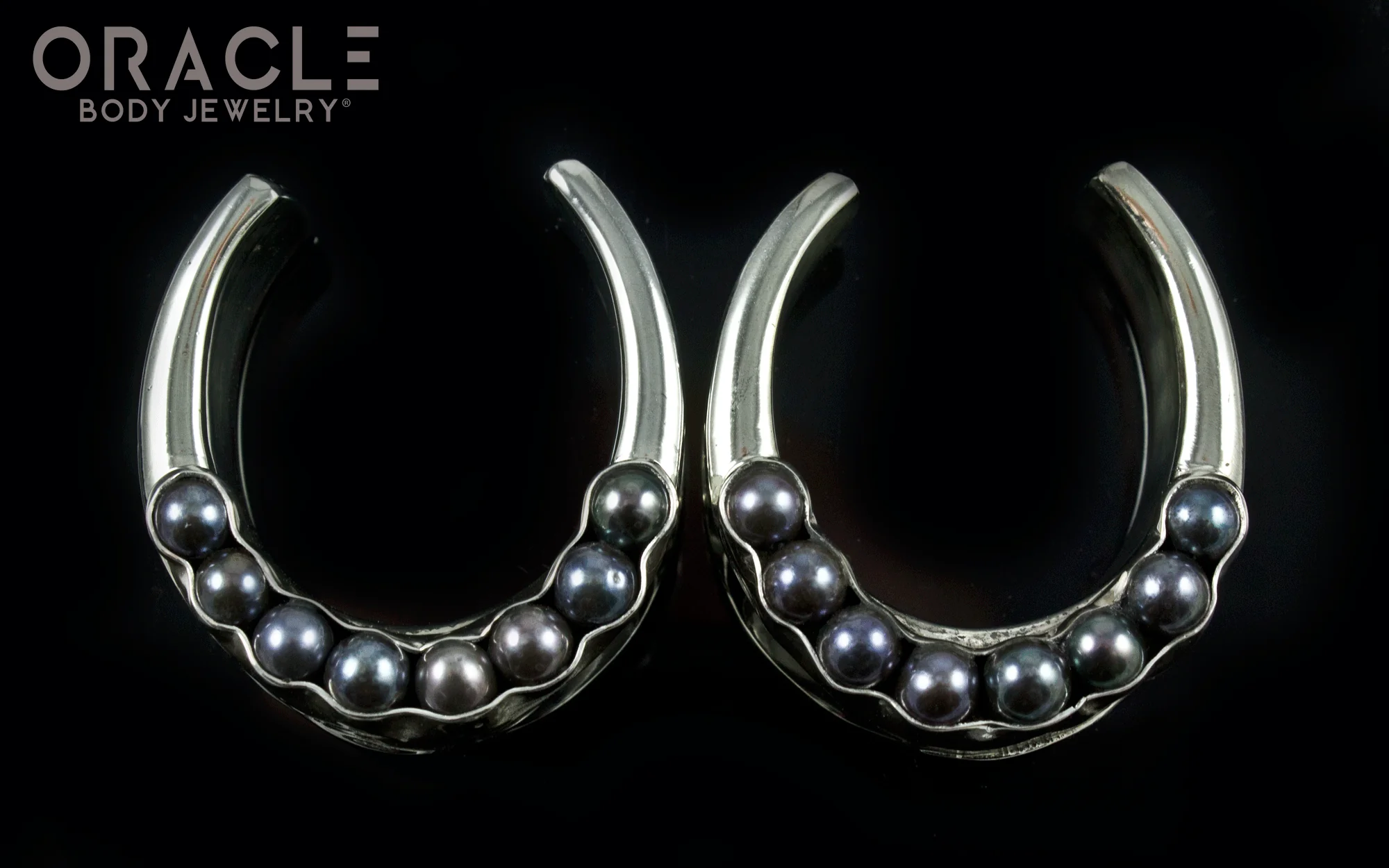 1-1/4" (32mm) White Brass Saddles with Black Pearls