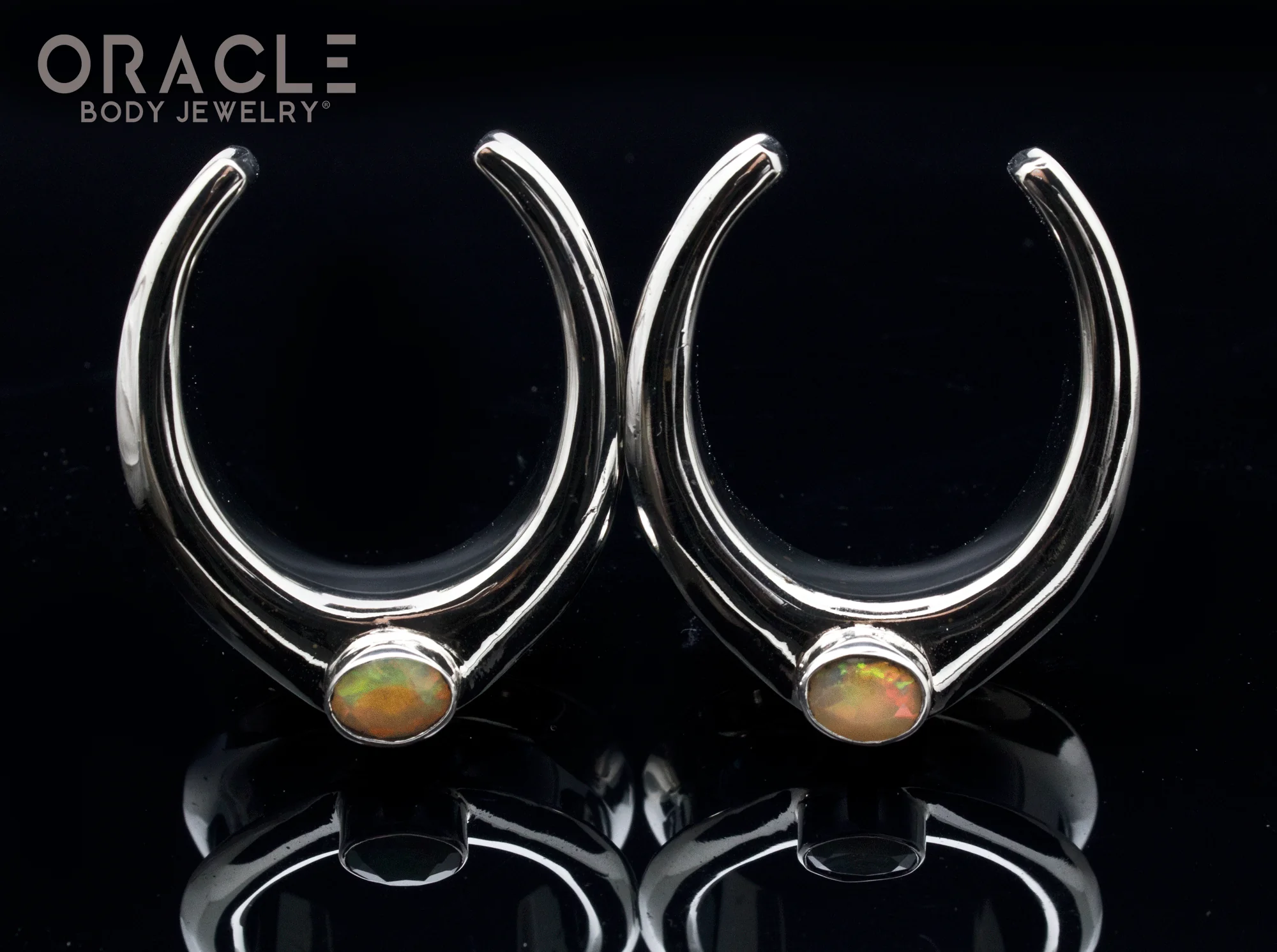 1-1/4" (32mm) White Brass Saddles with Faceted Ethiopian Opals - Image 2
