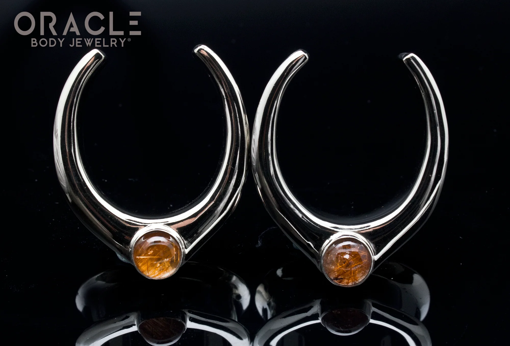 1-1/4" (32mm) White Brass Saddles with Red Rutilated Quartz - Image 2