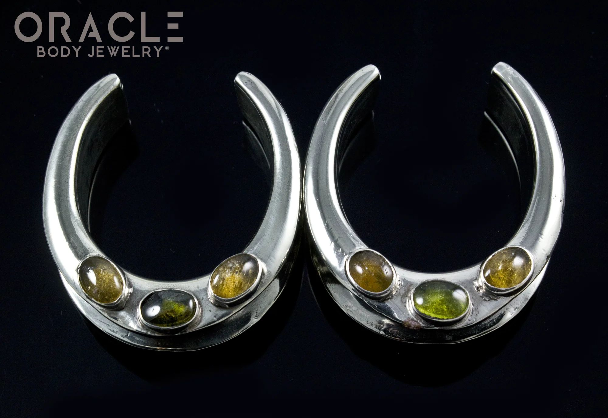 1-1/4" White Brass Saddles with Tourmalines