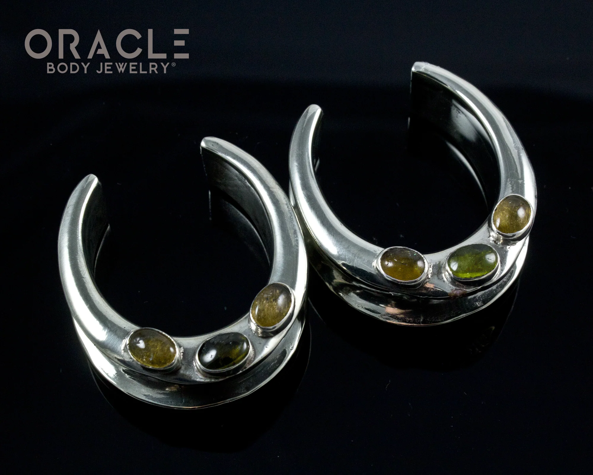1-1/4" White Brass Saddles with Tourmalines - Image 2