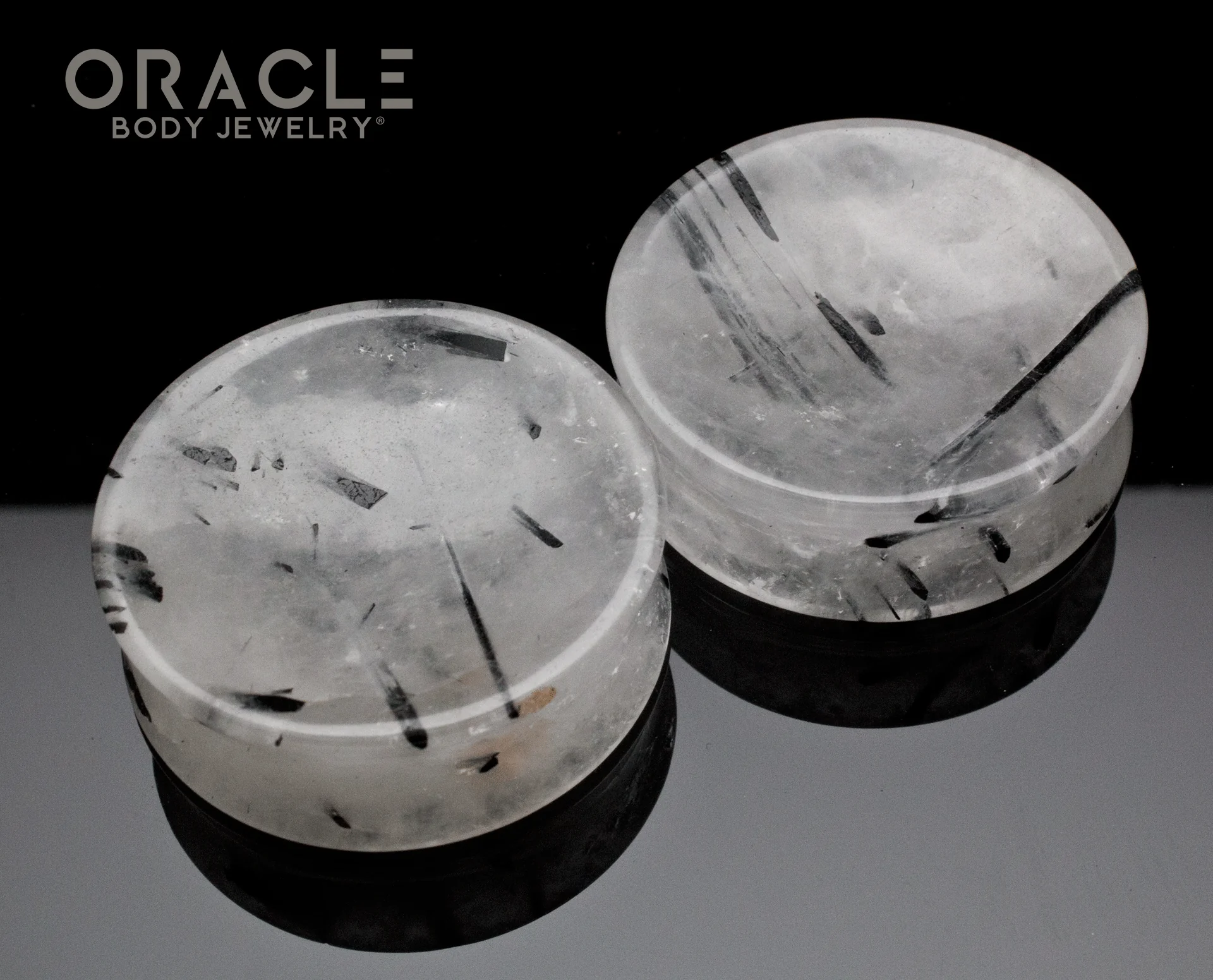 1-11/16" Tourmalated Quartz Concave Plugs - Image 2