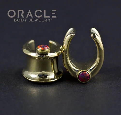 1/2" (12.5mm) Brass Saddles with Black Synthetic Opal - Image 3