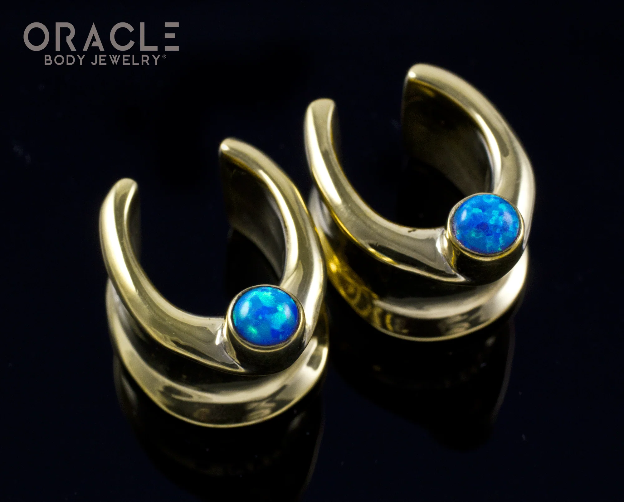 1/2" (12.5mm) Brass Saddles with Blue Synthetic Opals - Image 2