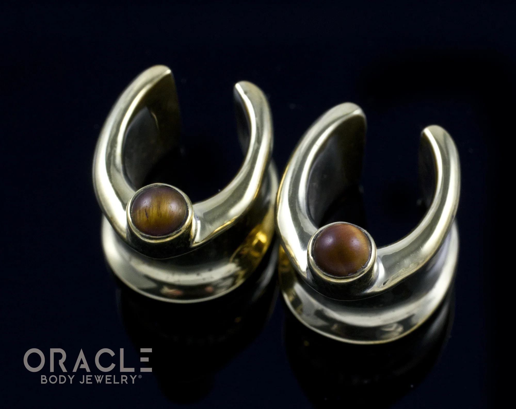 1/2" (12.5mm) Brass Saddles with Yellow Tiger Eye - Image 2