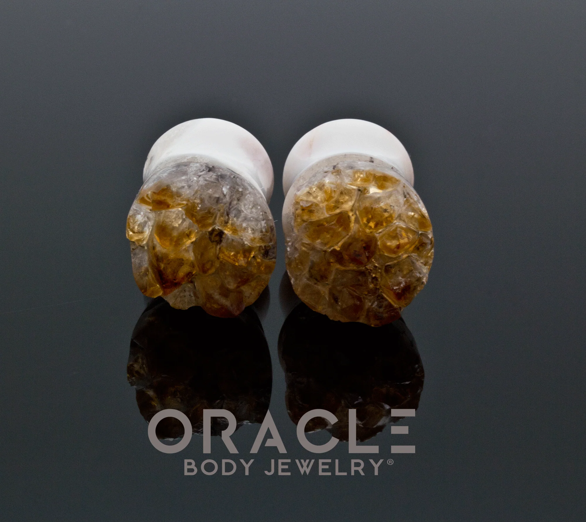 1/2" (12.5mm) Druzy Rough Citrine Plugs