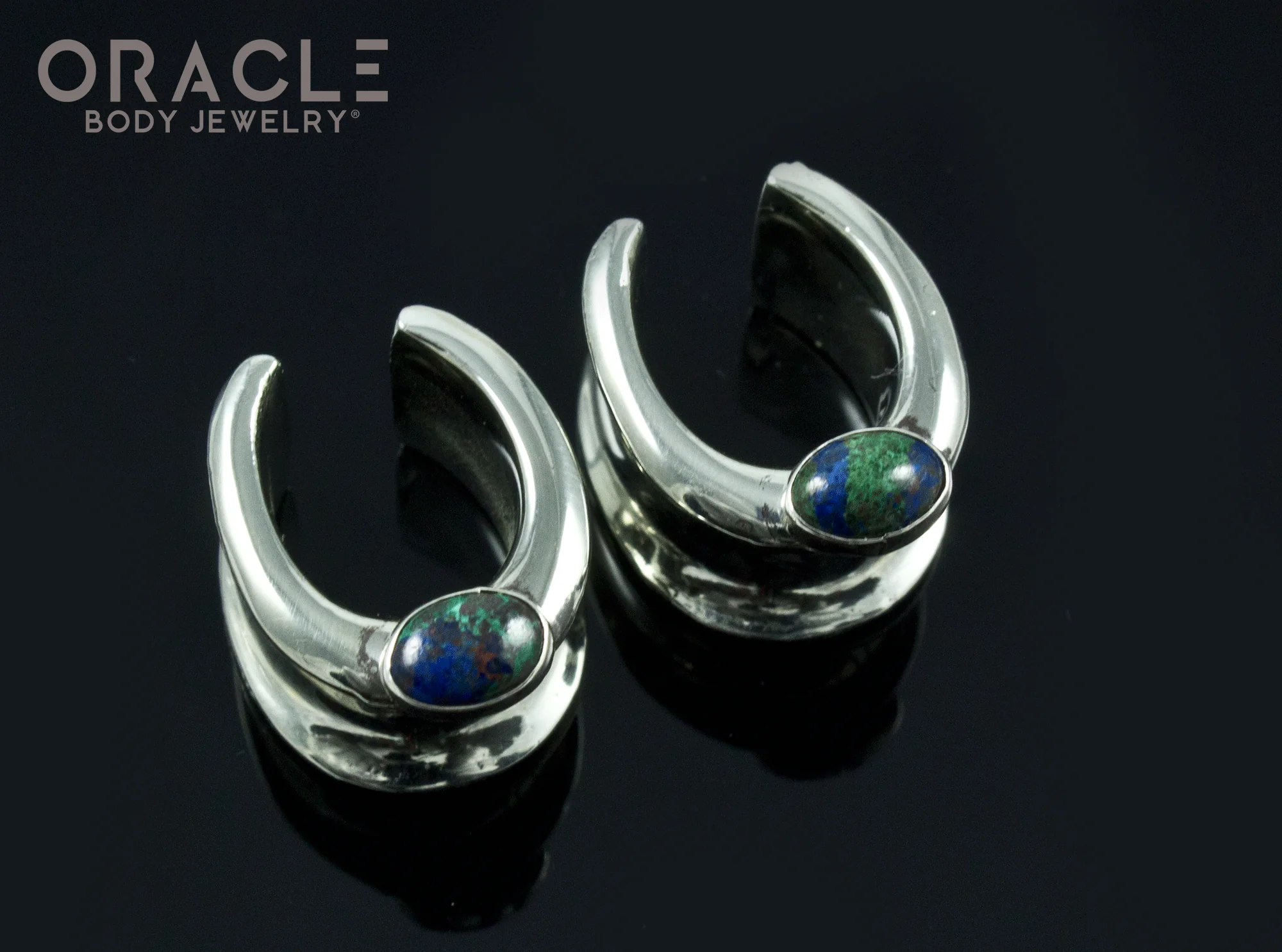 1/2" ( 12.5mm) White Brass Saddles with Azurite in Malachite - Image 2
