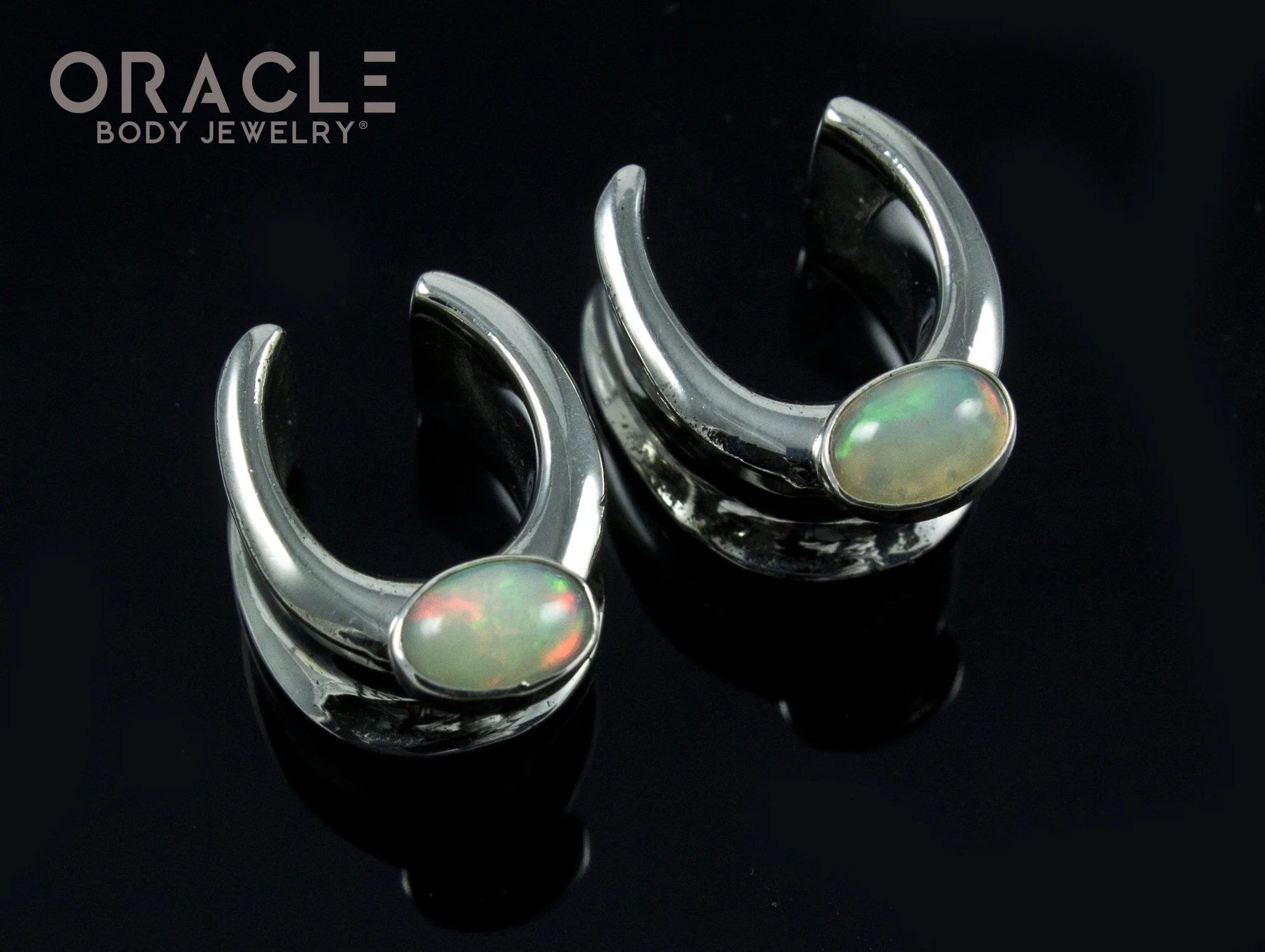 1/2" (12.5mm) White Brass Saddles with Ethiopian Opals - Image 2