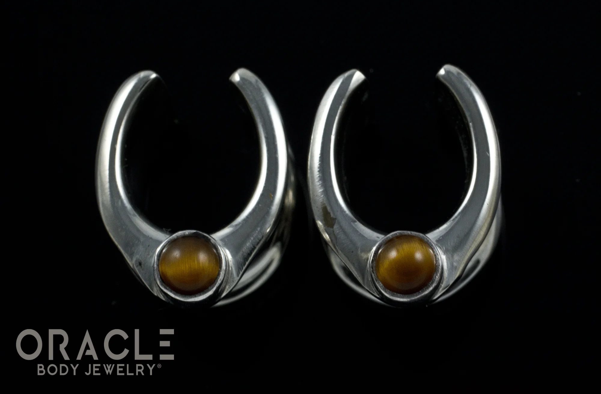 1/2" (12.5mm) White Brass Saddles with Yellow Tiger Eye