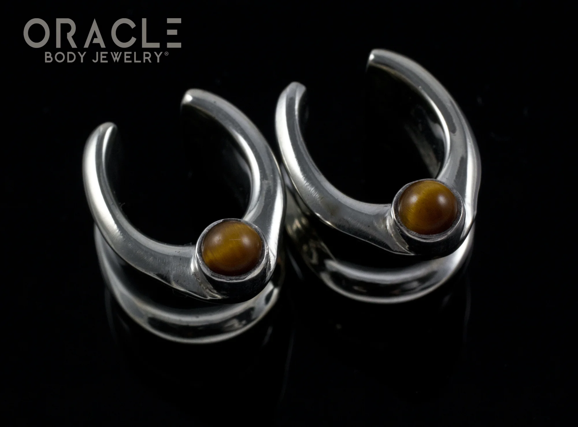 1/2" (12.5mm) White Brass Saddles with Yellow Tiger Eye - Image 2