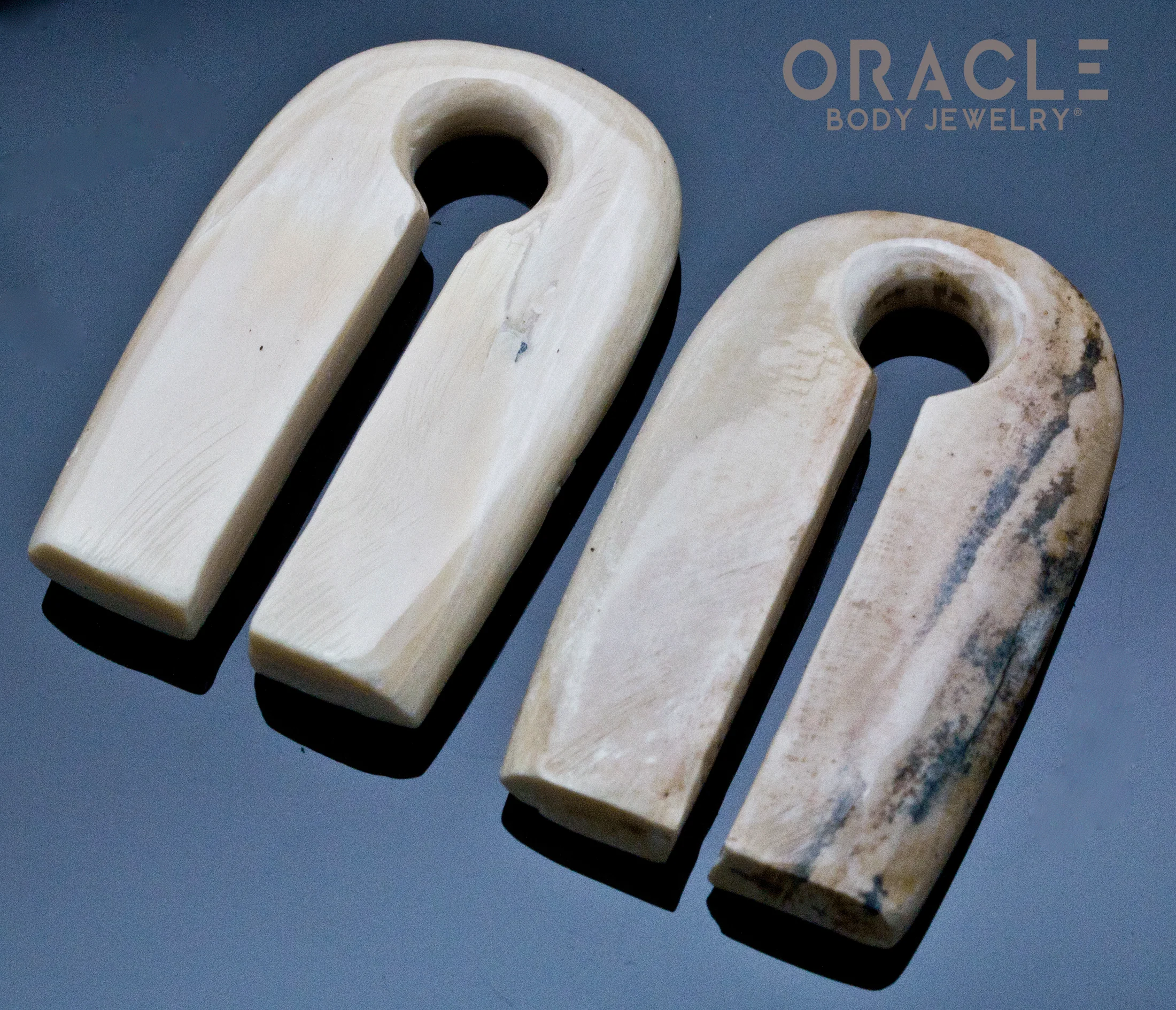 1/2" (12mm) Fossilized Mammoth Ivory Naga Style Reversible Weights - Image 2