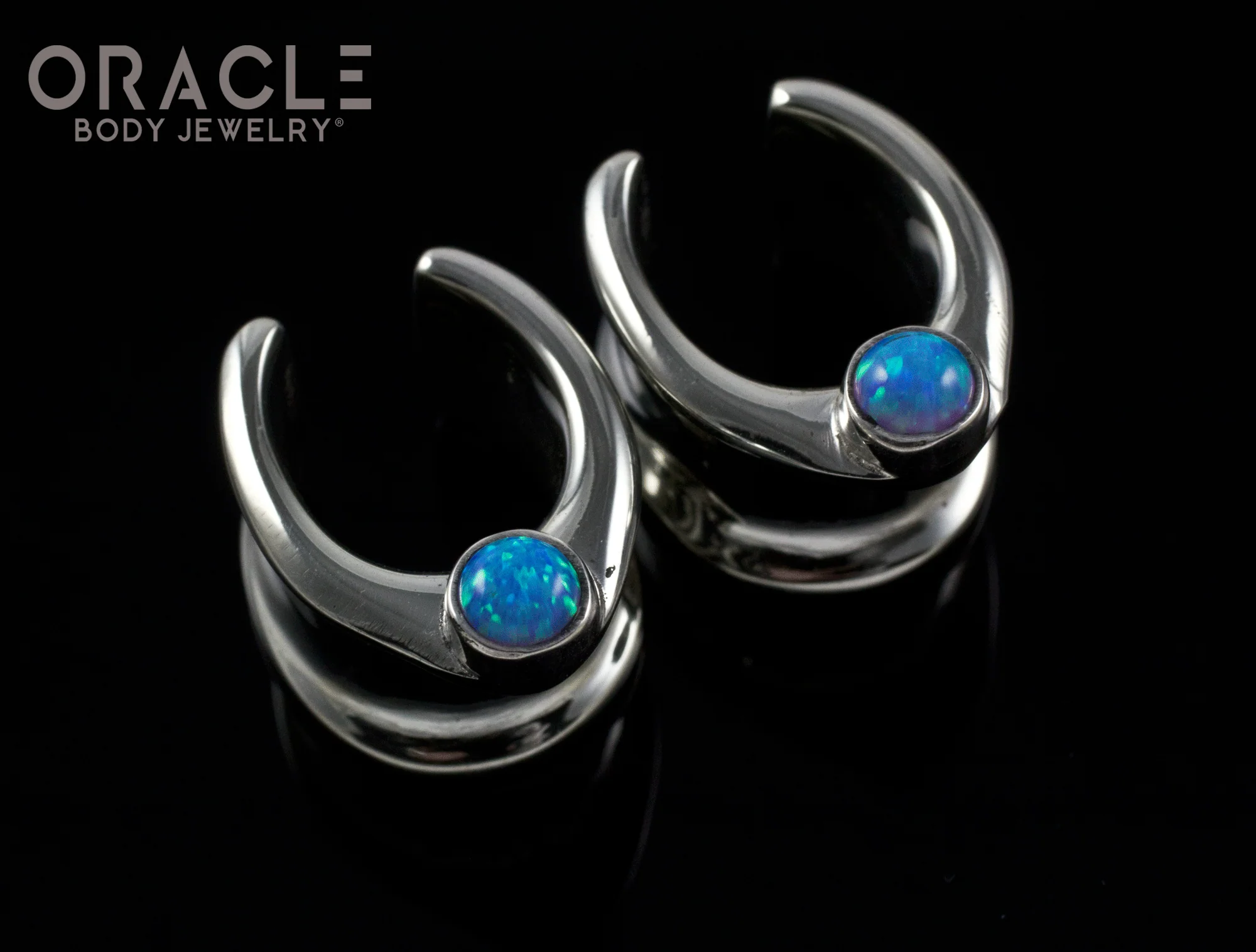 1/2" (12mm) White Brass Saddles with Blue Synthetic Opals - Image 2