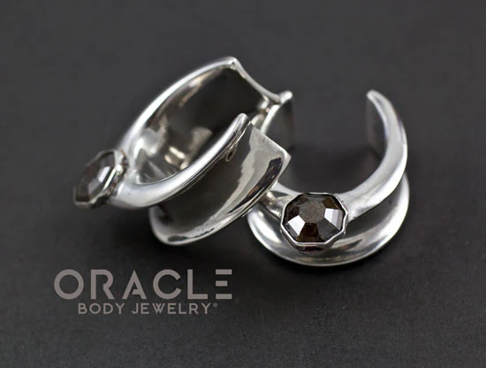 1" (25.4mm) Solid Silver Saddles With Dark Salt and Pepper Diamonds - Image 2