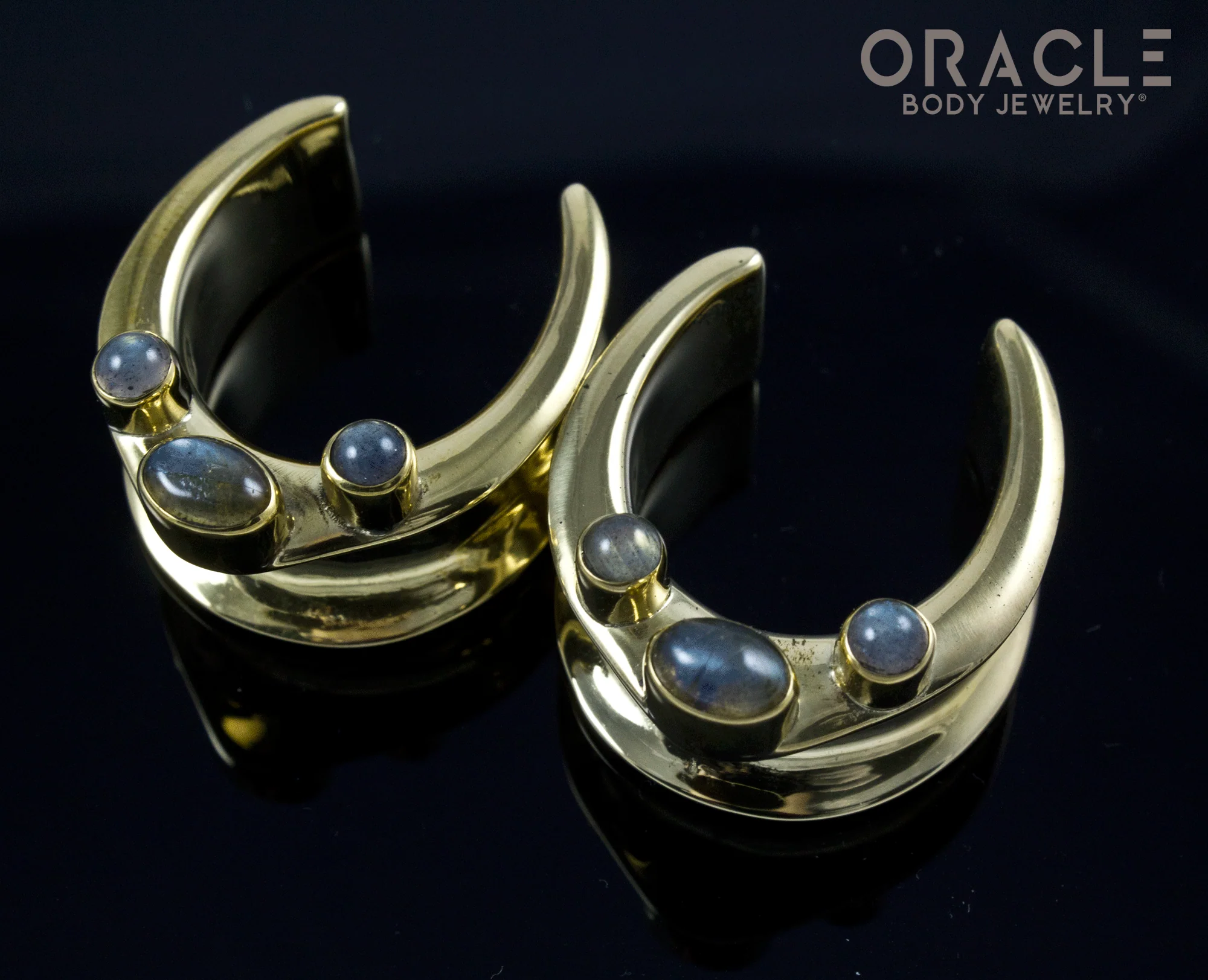 1" (25mm) Brass Saddles with Labradorite - Image 2