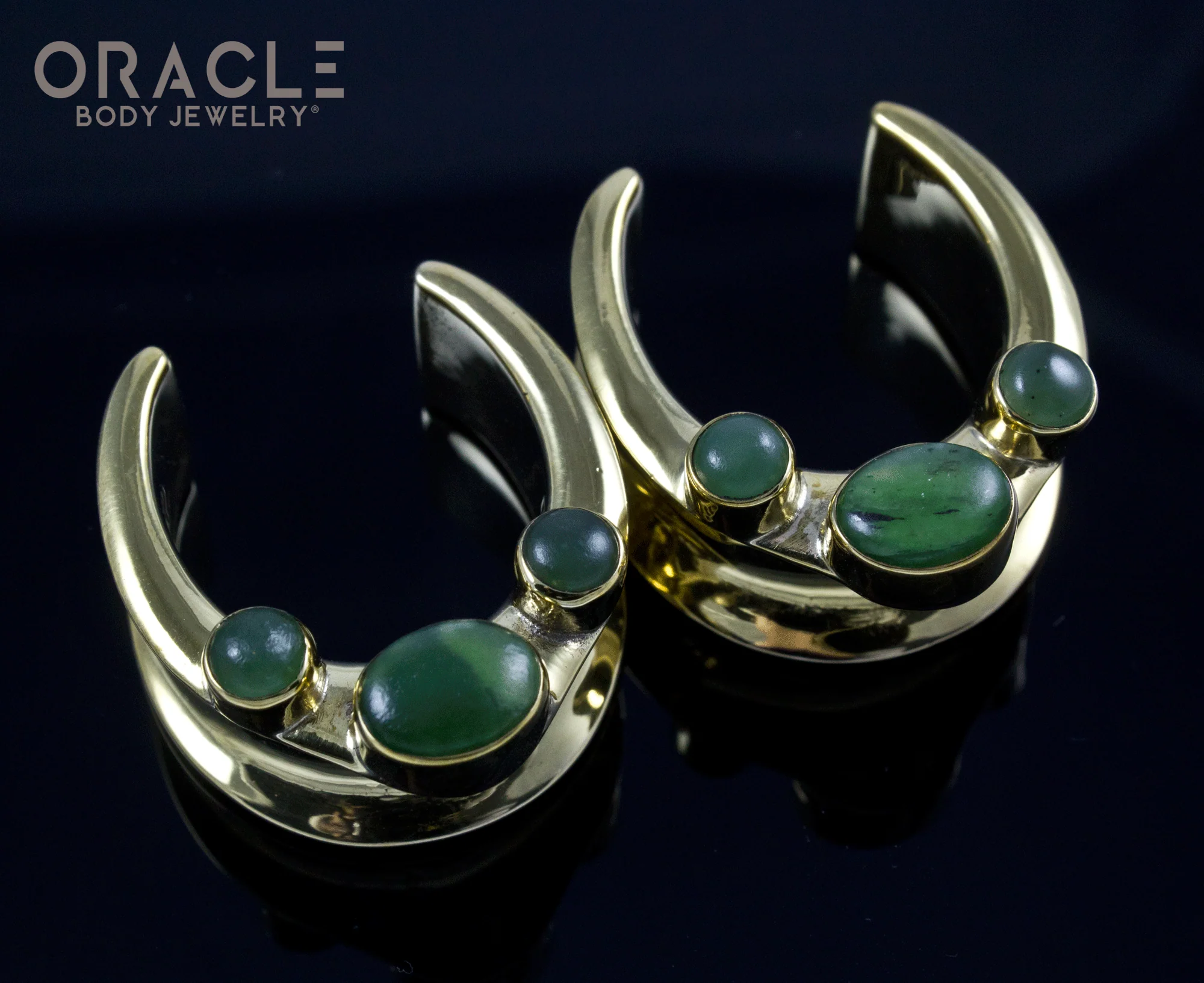 1" (25mm) Brass Saddles with Nephrite Jade - Image 2