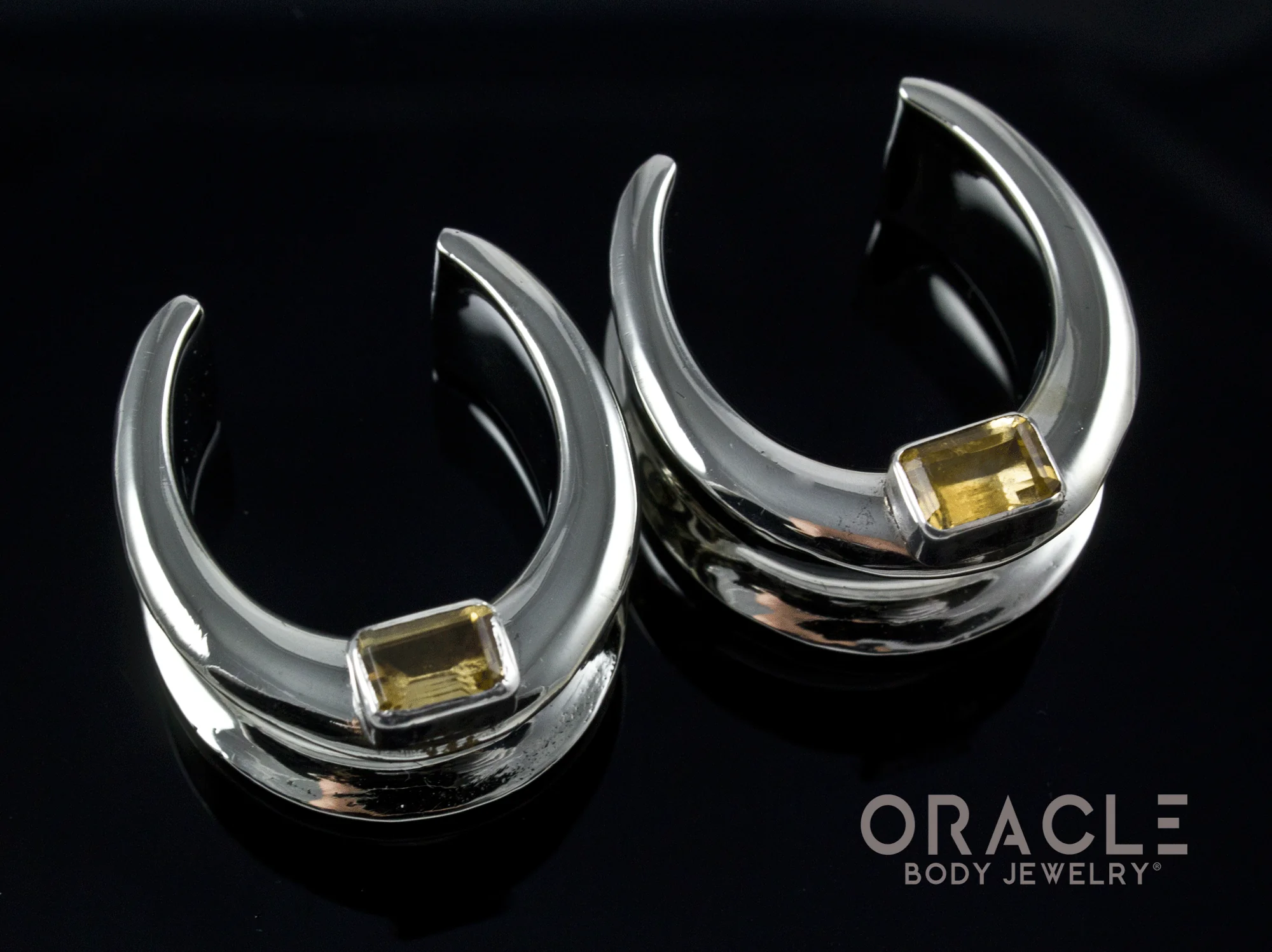 1" (25mm) White Brass Saddles with Faceted Citrine - Image 2