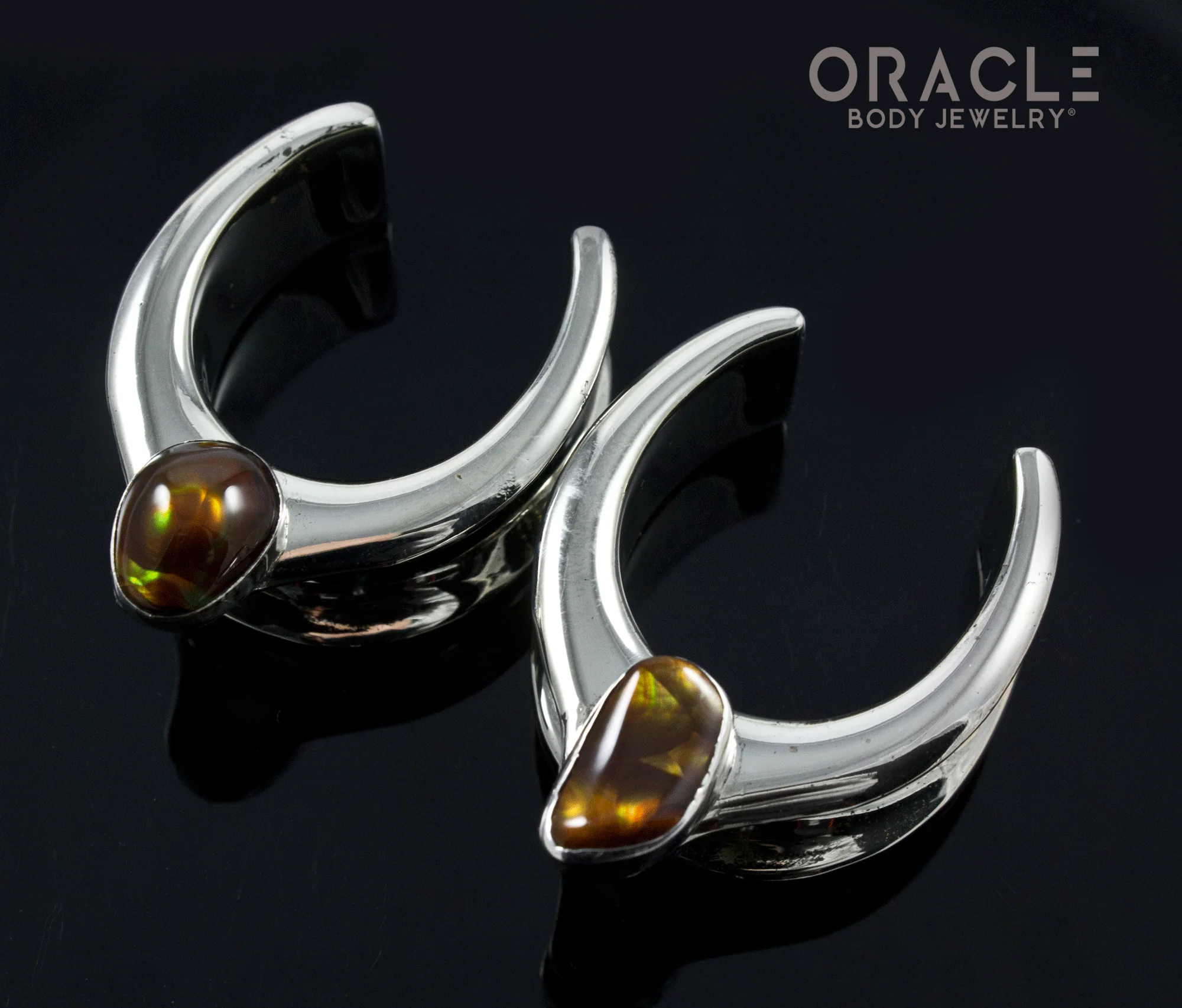 1" (25mm) White Brass Saddles with Fire Agate - Image 2