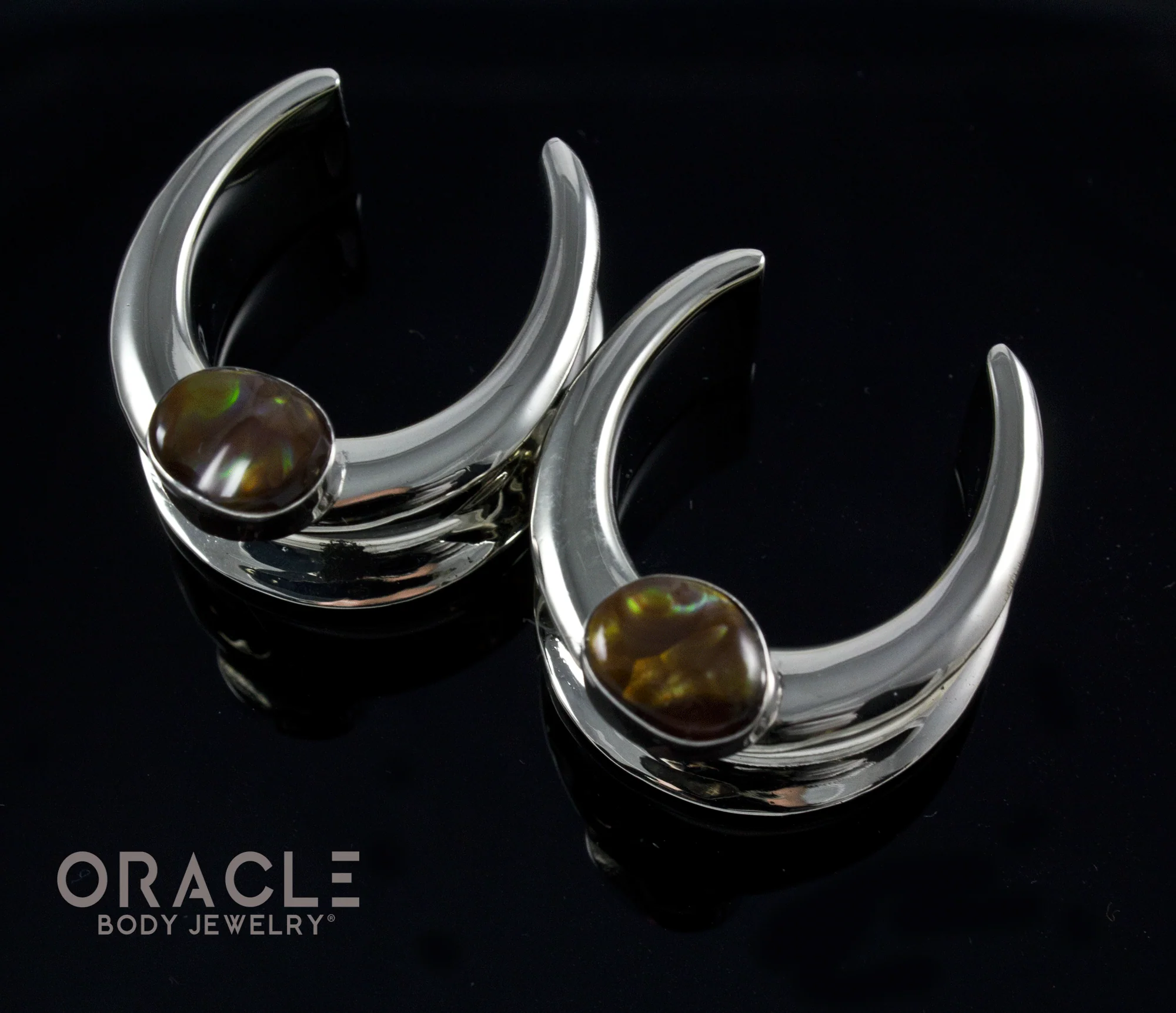 1" (25mm) White Brass Saddles with Fire Agate - Image 2