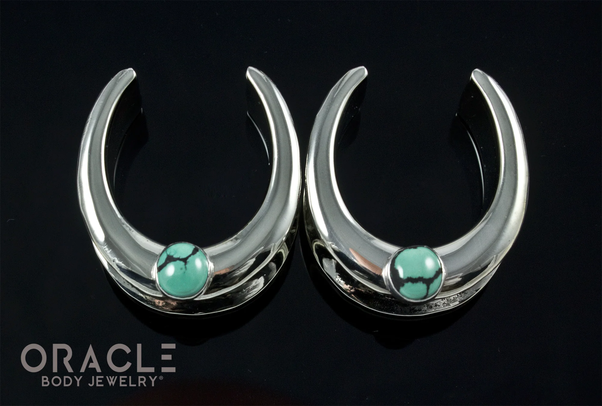 1" (25mm) White Brass Saddles with Natural Turquoise