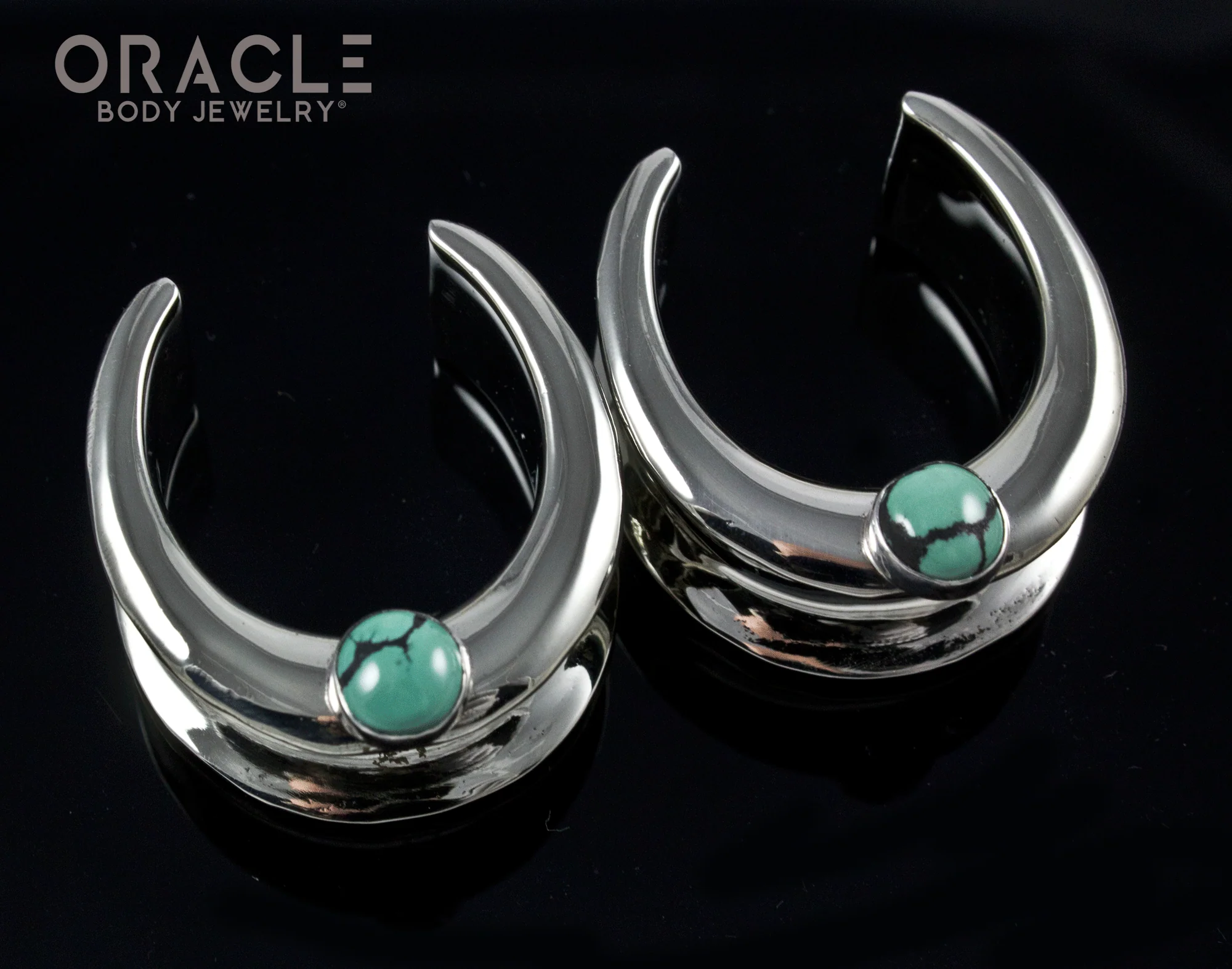 1" (25mm) White Brass Saddles with Natural Turquoise - Image 2