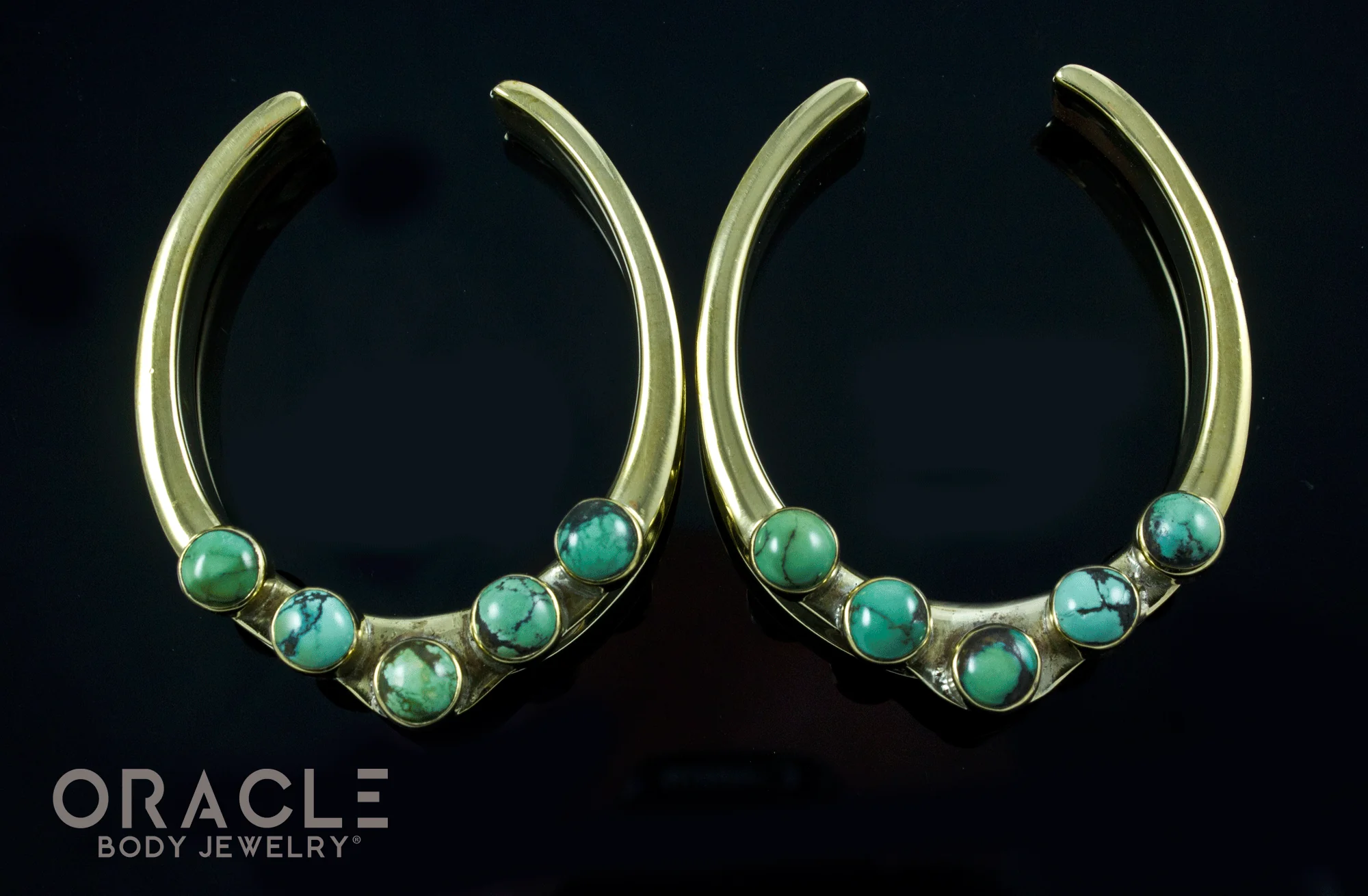 1-3/4" (44mm) Brass Saddles with Natural Turquoise
