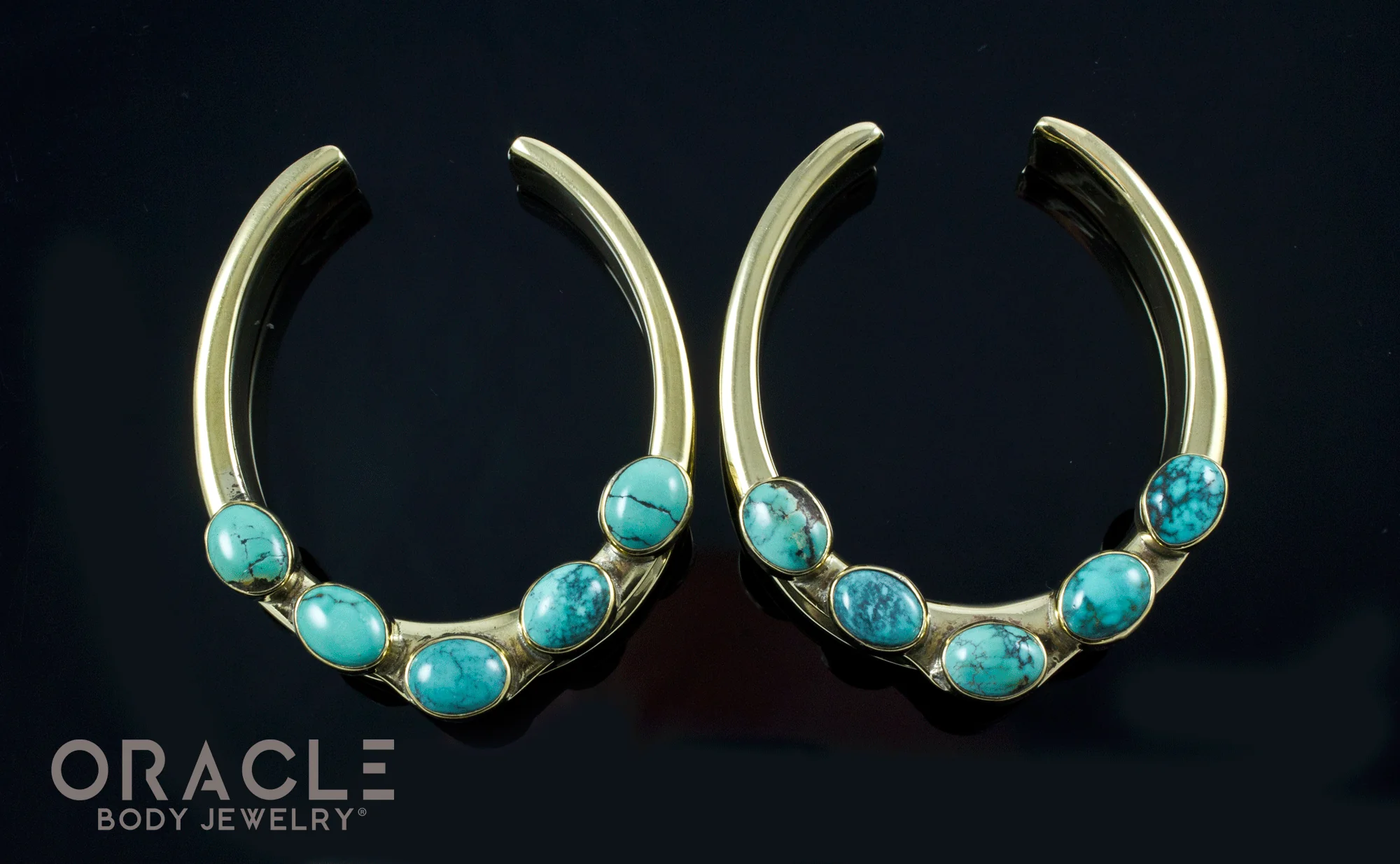 1-3/4" (44mm) Brass Saddles with Natural Turquoise