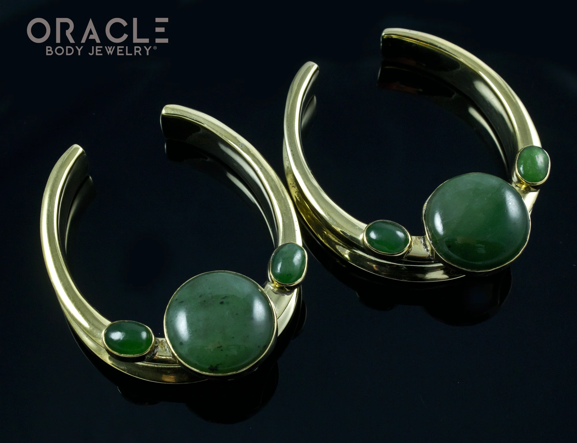 1-3/4" (44mm) Brass Saddles with Nephrite Jade - Image 2