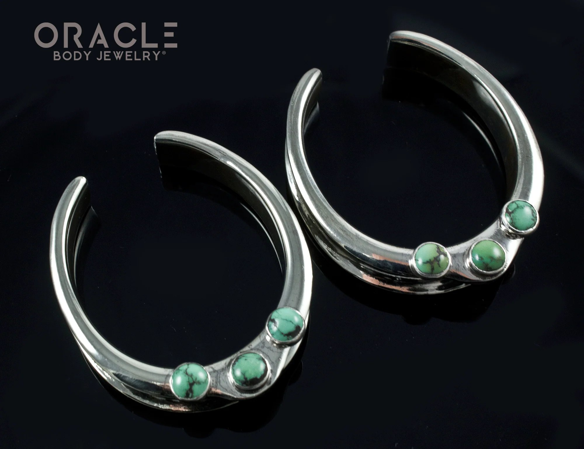 1-3/4" (44mm) White Brass Saddles with Natural Turquoise - Image 2