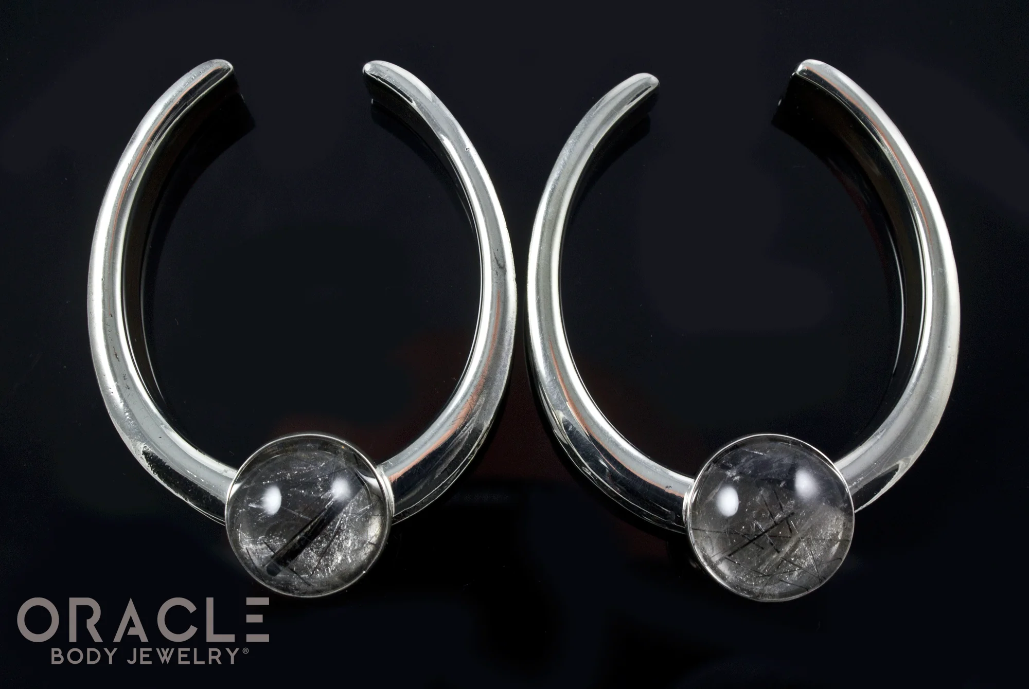 1-3/4" (44mm) White Brass Saddles with Tourmalated Quartz