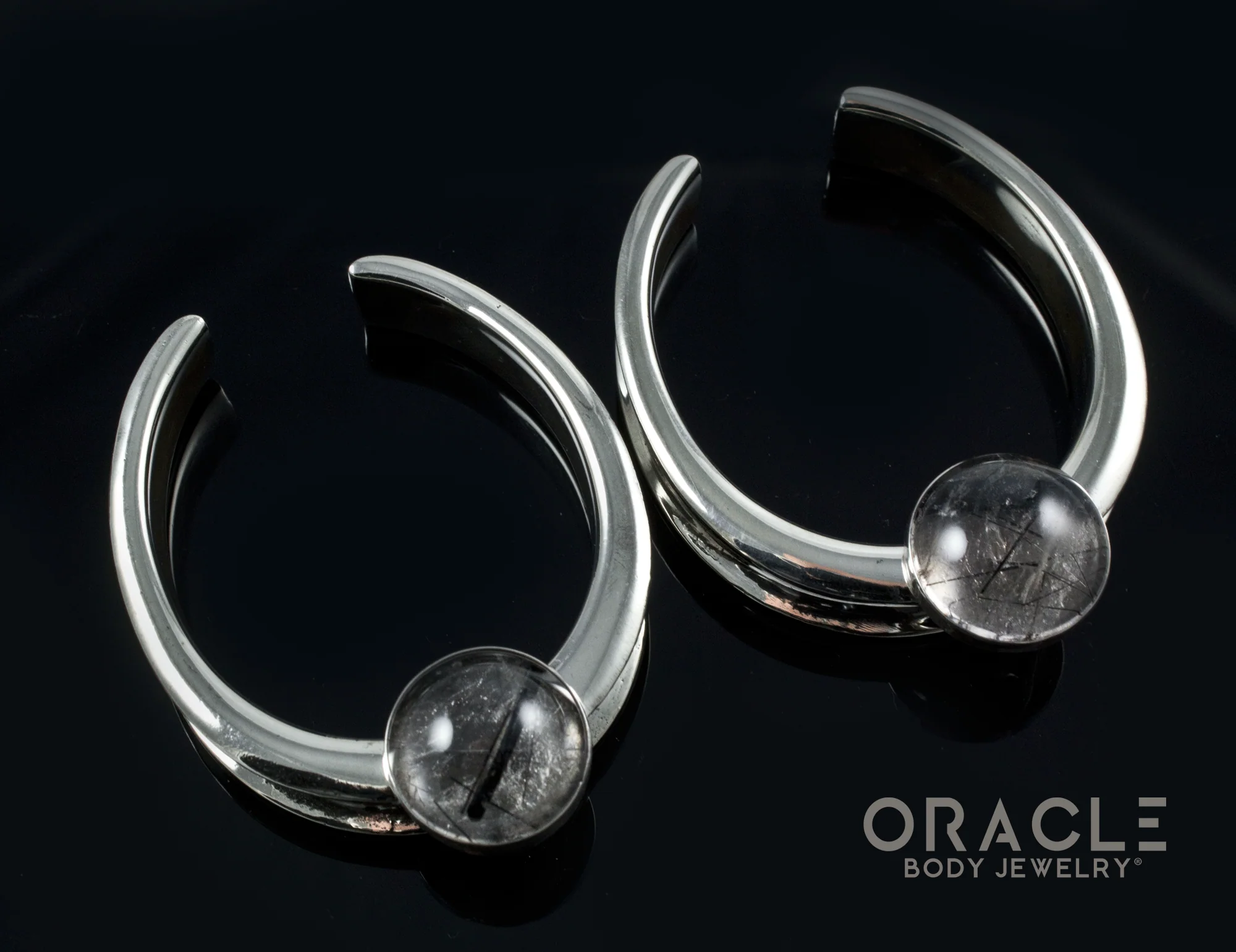 1-3/4" (44mm) White Brass Saddles with Tourmalated Quartz - Image 2