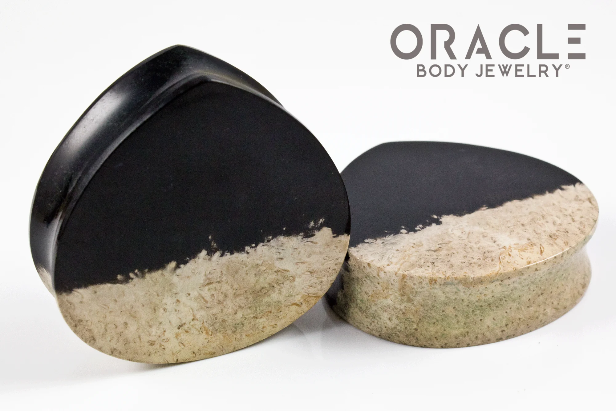 1-3/4" Agatized Palm Root Teardrop Plugs - Image 2