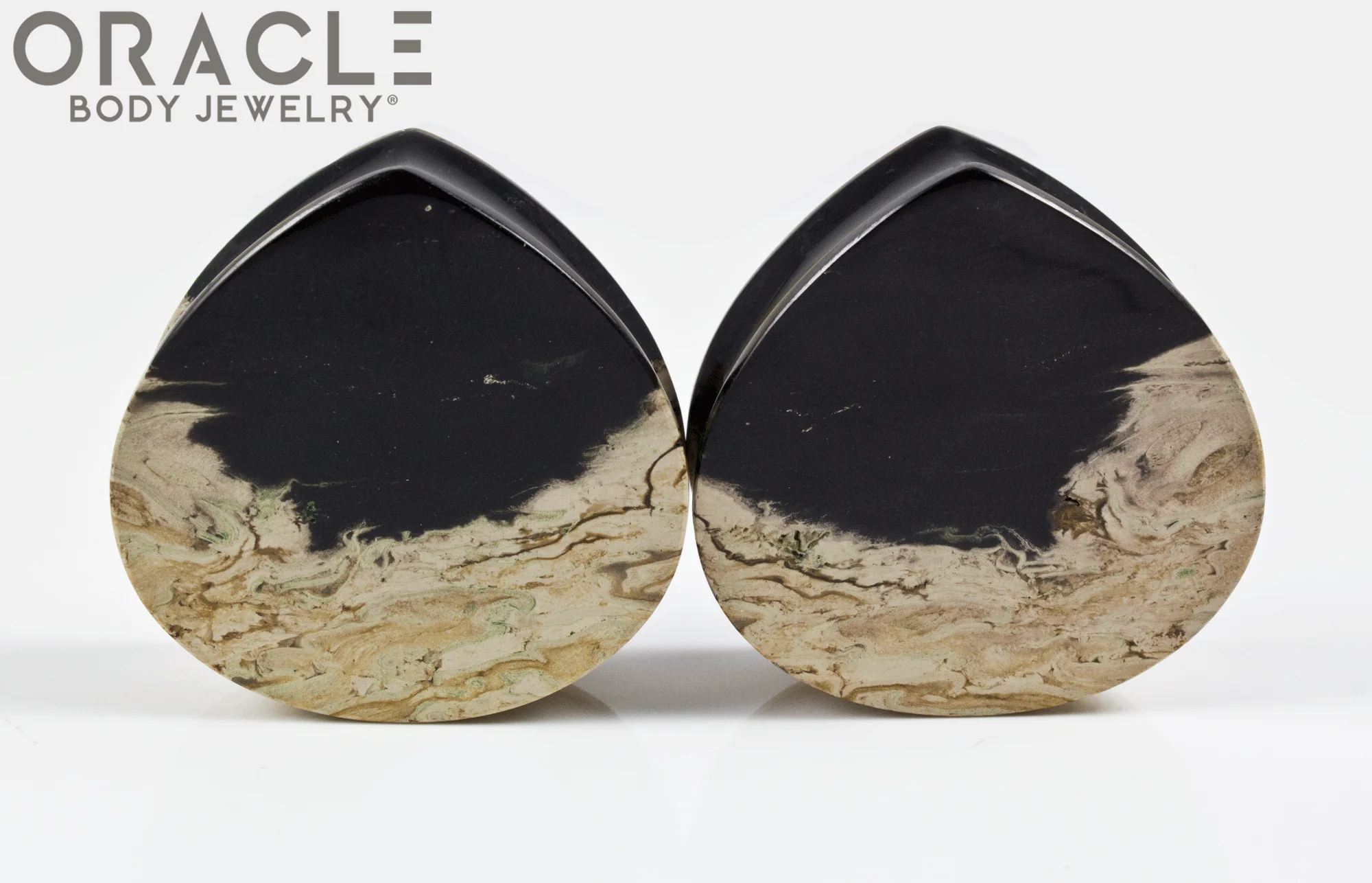 1-3/8" Agatized Palm Root Teardrop Plugs